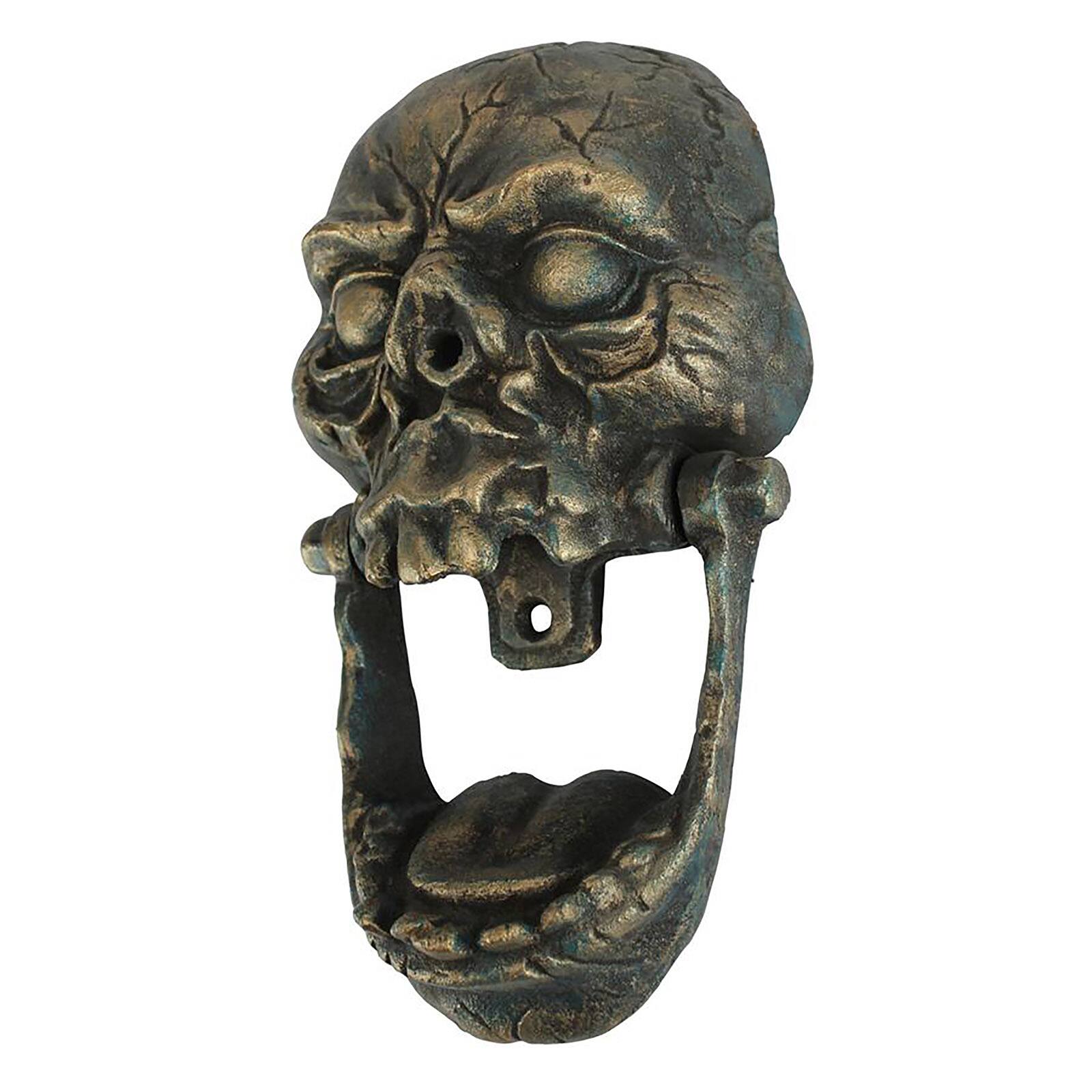 Design Toscano 9.5" Bronze Knock-Jaw Skull Authentic Foundry Iron Door Knocker