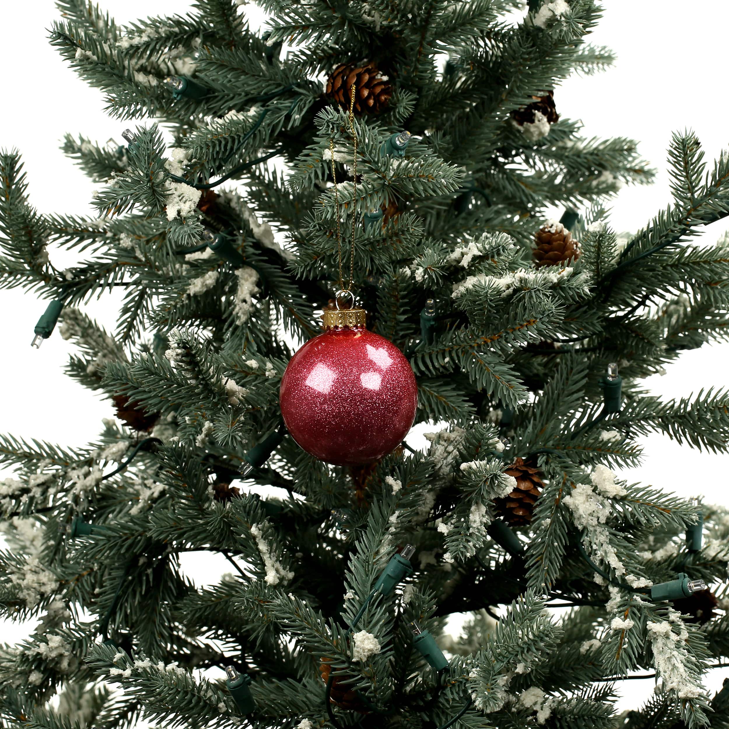 6 Pack 2.5&#x22; Dark Pink Glitter Glass Ball Ornaments by Ashland&#xAE;