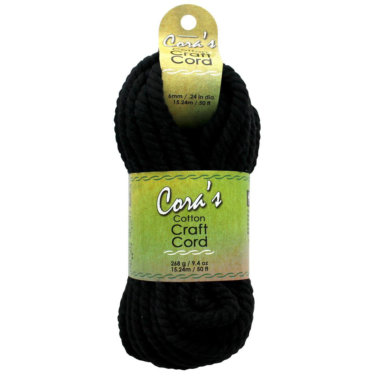 Pepperell 50ft. Black Cora's Cotton Craft Cord