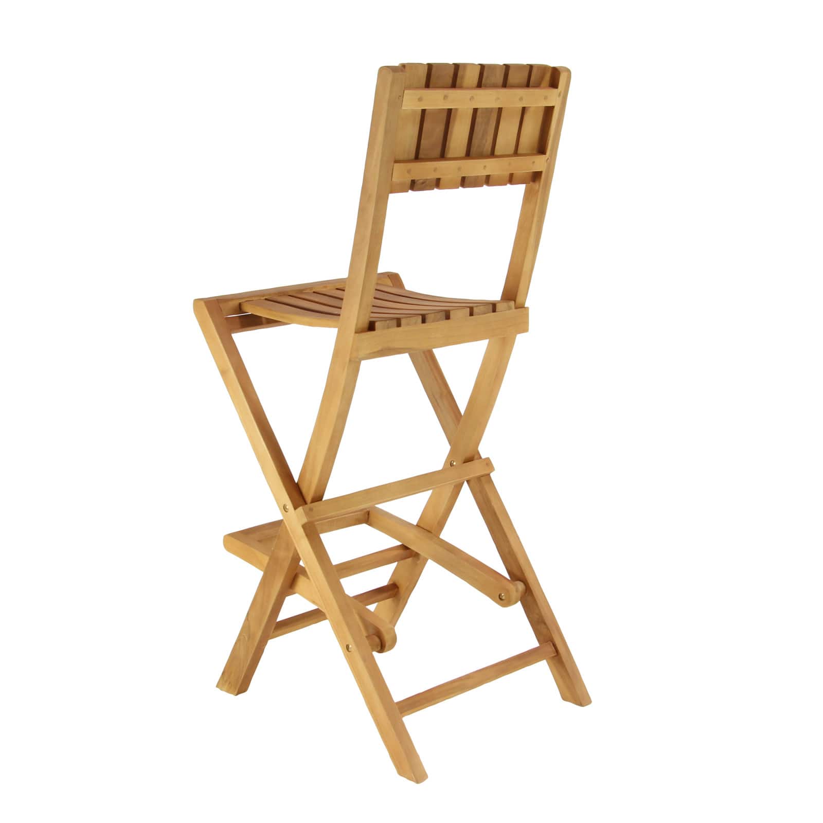 Set of 2 Brown Teak Wood Traditional Outdoor Bar Stool, 18&#x22; x 45&#x22;
