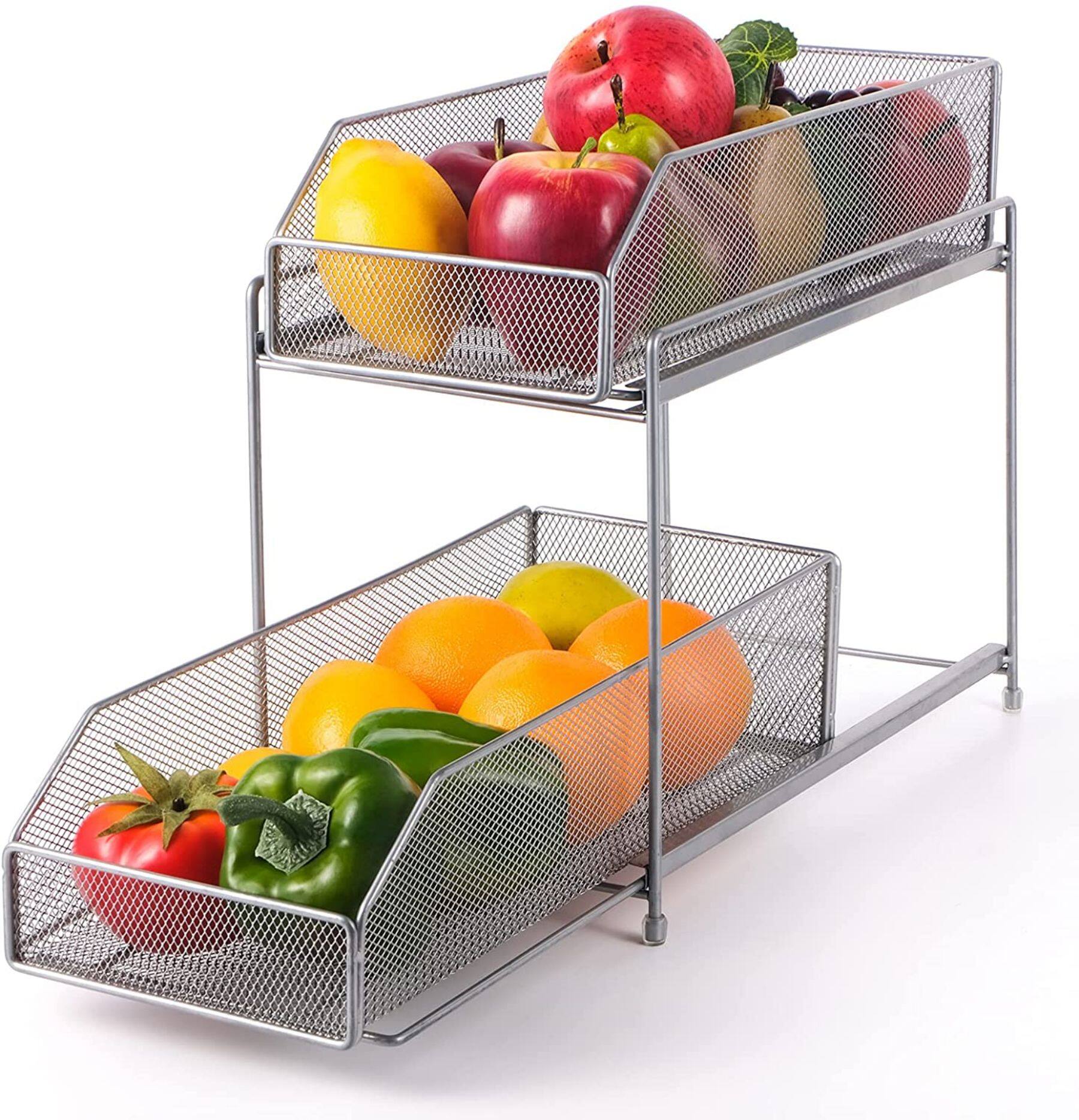 NEX™ Silver 2-Tier Sliding Basket Drawer Organizer