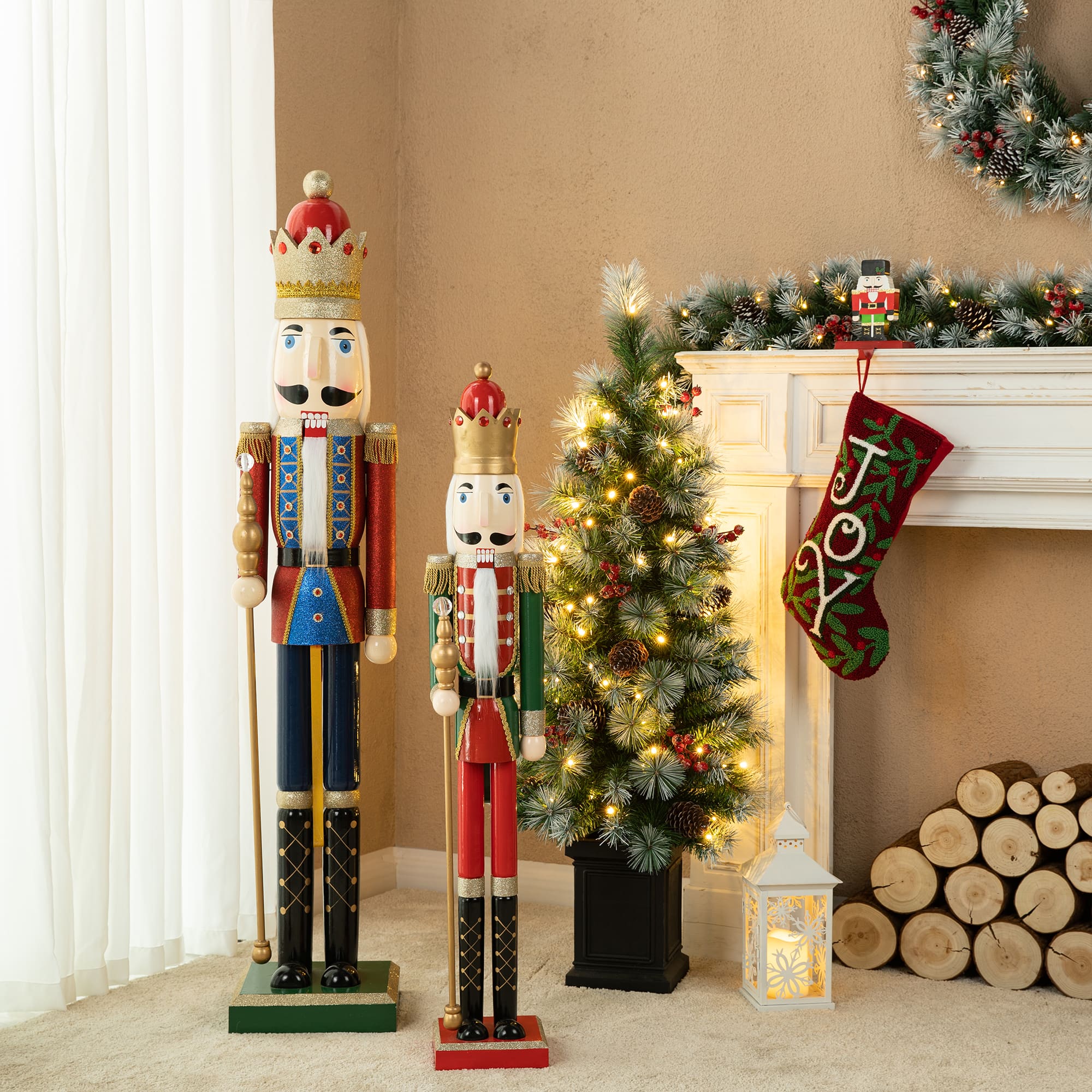 Glitzhome&#xAE; 42&#x22; Wooden Christmas King Nutcracker