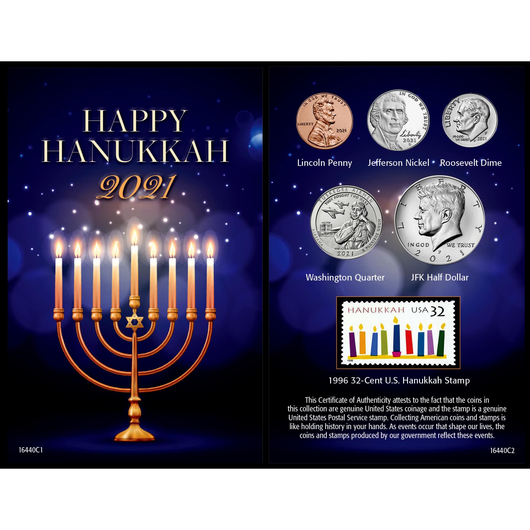 2021 Hanukkah Greeting Coin Card