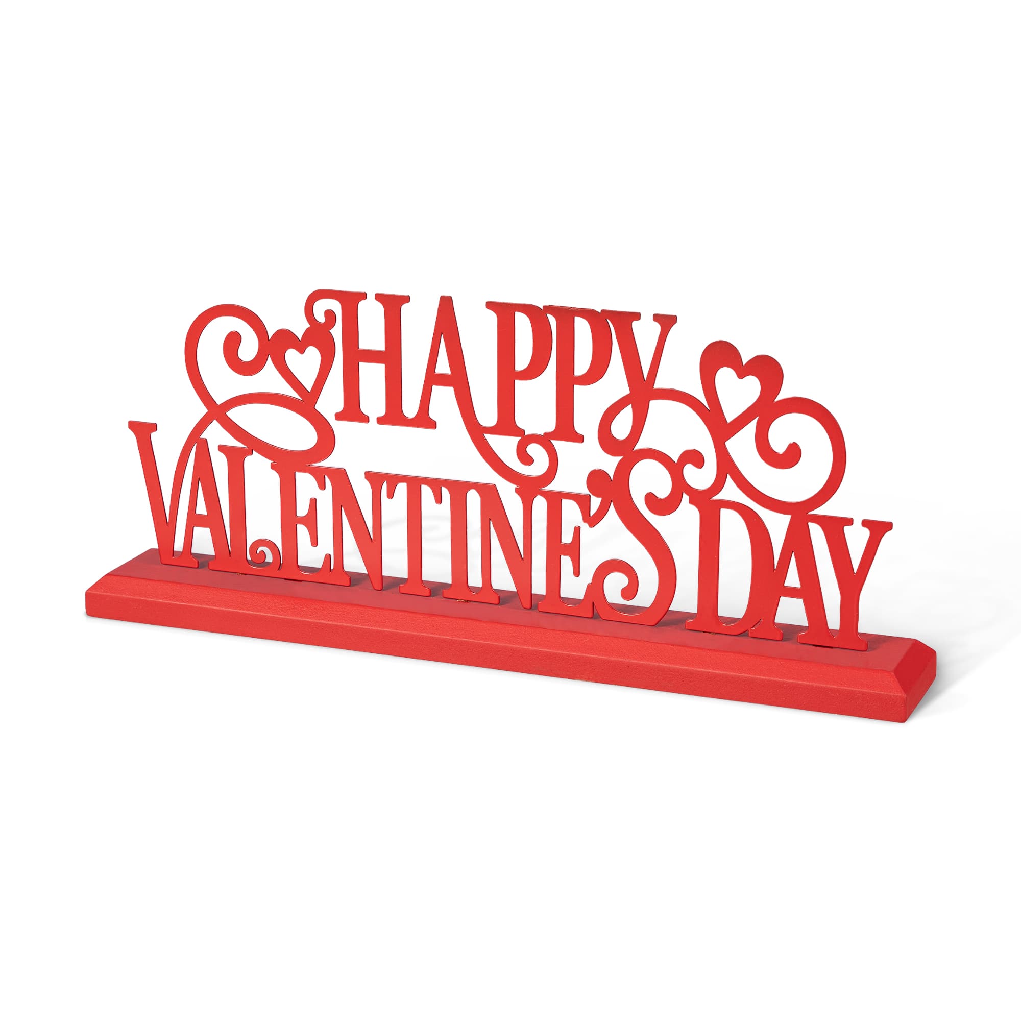 Glitzhome&#xAE; 16&#x22; Wooden &#x26; Metal Happy Valentine&#x27;s Day Table D&#xE9;cor