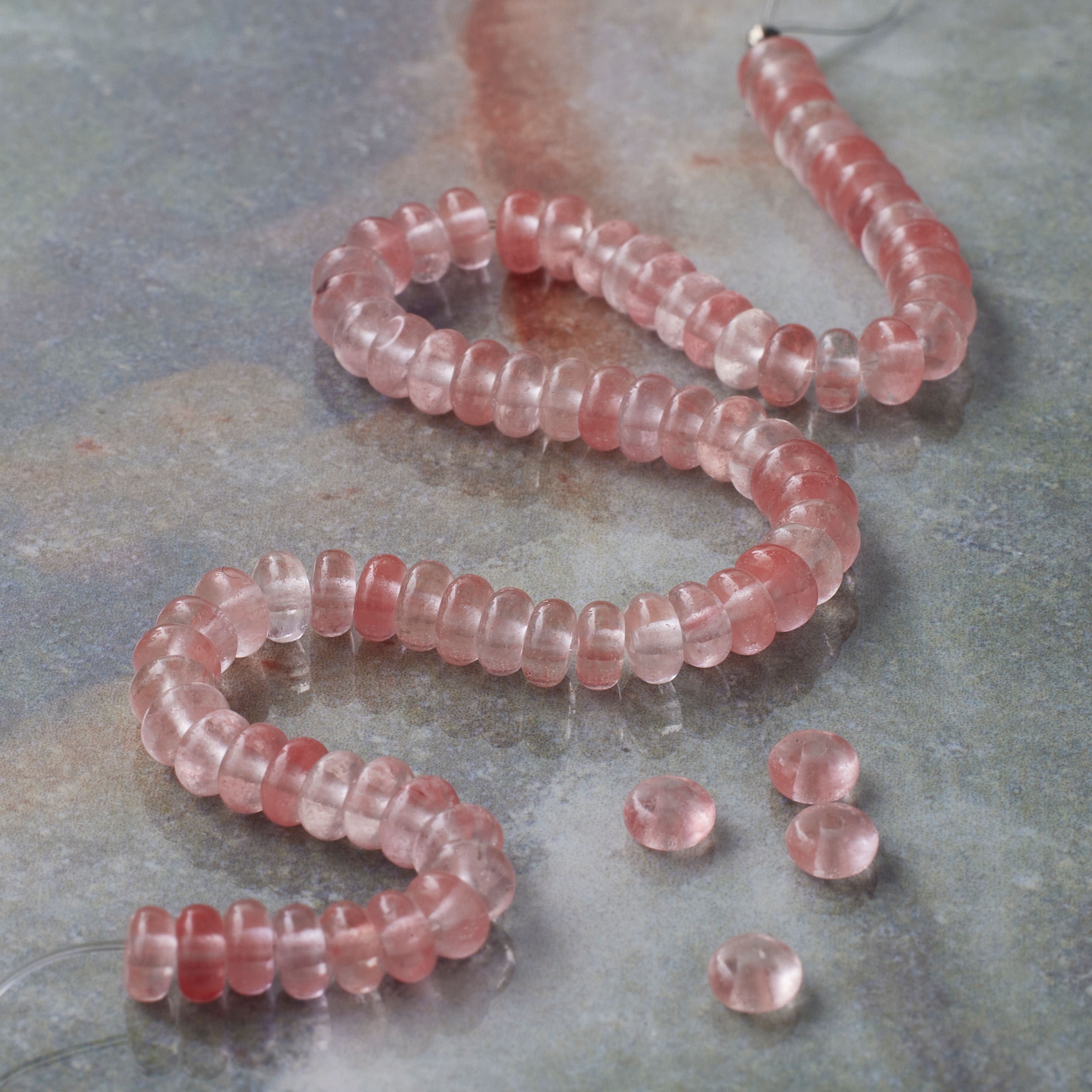 12 Pack: Cherry Quartz Rondelle Beads, 4mm by Bead Landing™