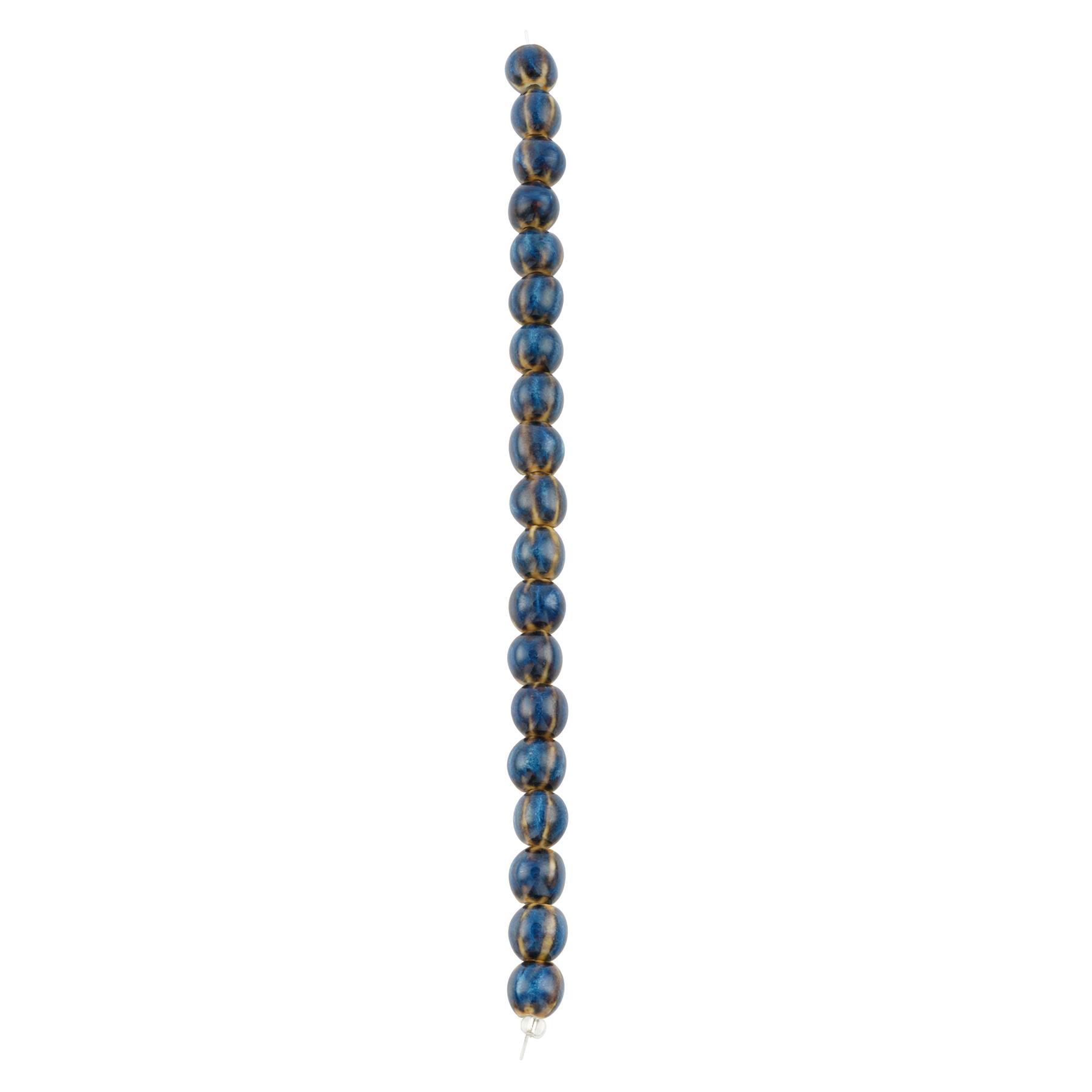 Blue Ceramic Round Melon Beads, 9mm by Bead Landing&#x2122;