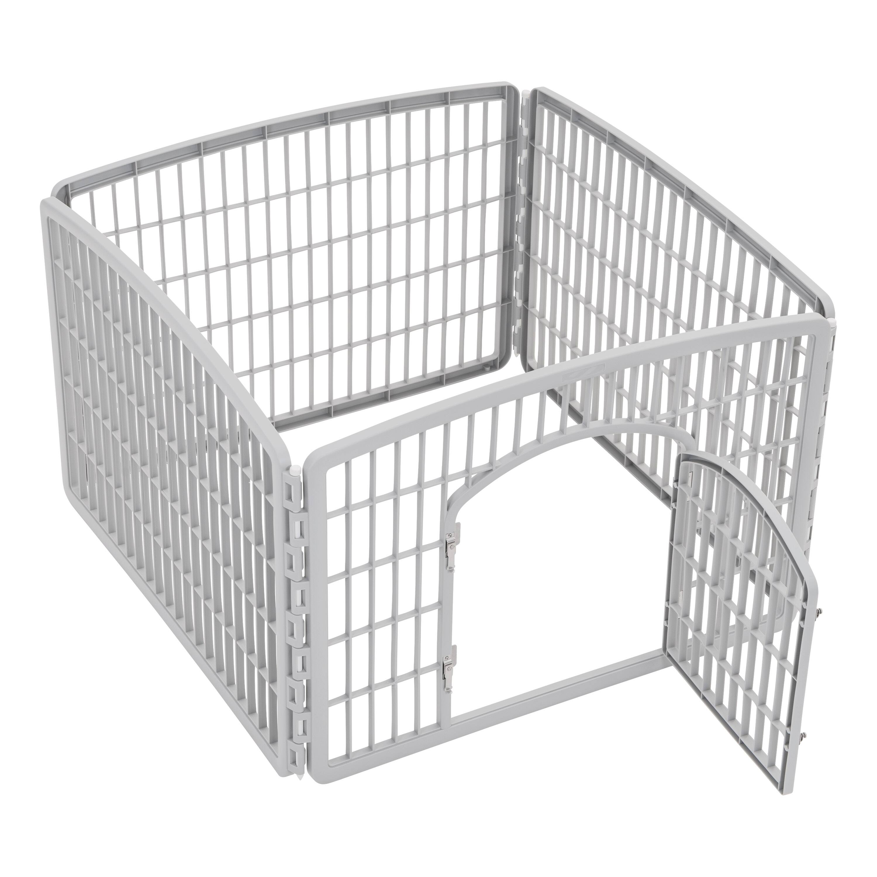 IRIS&#xAE; Gray 4-Panel Pet Playpen with Door