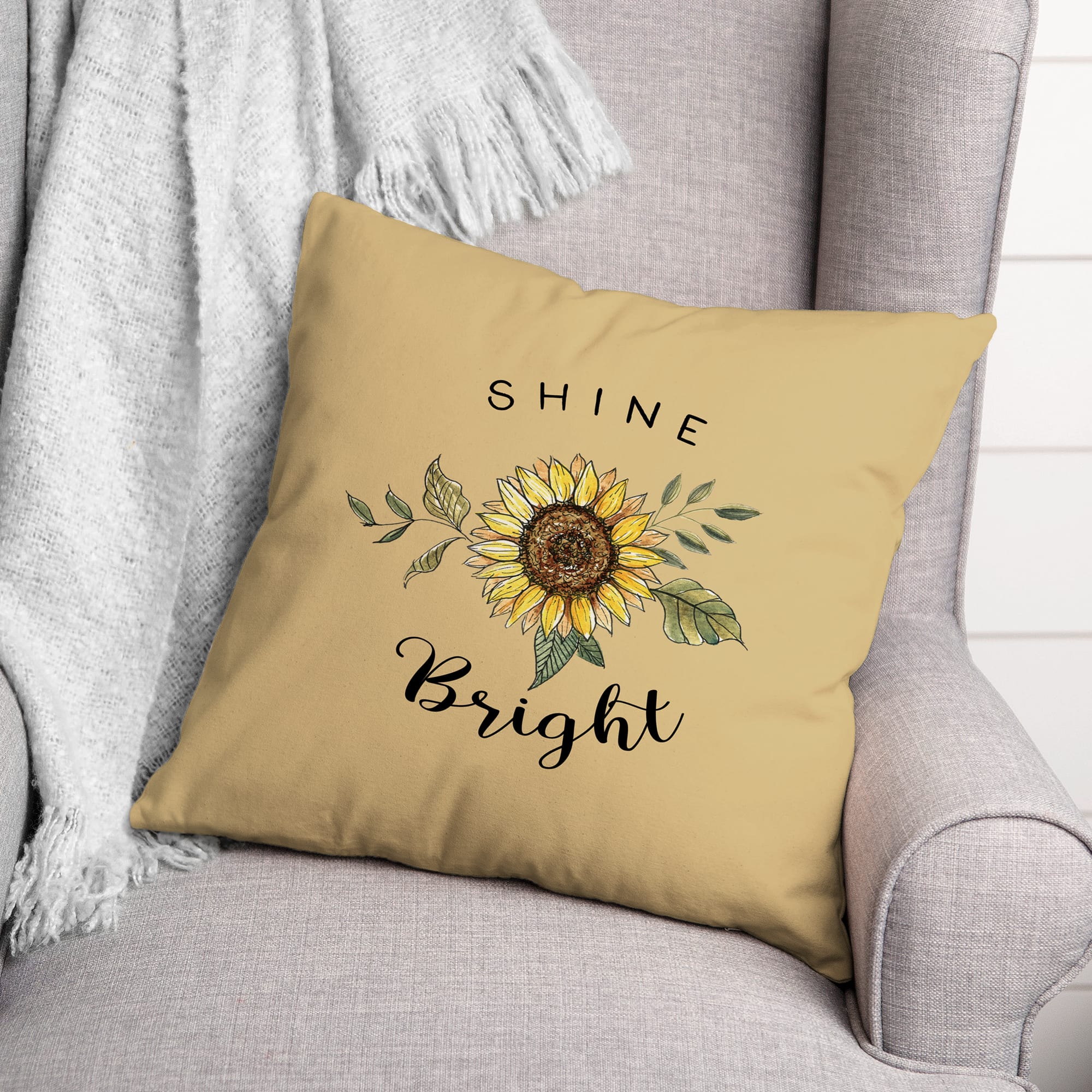 Shine Bright Sunflower 18&#x22; x 18&#x22; Throw Pillow