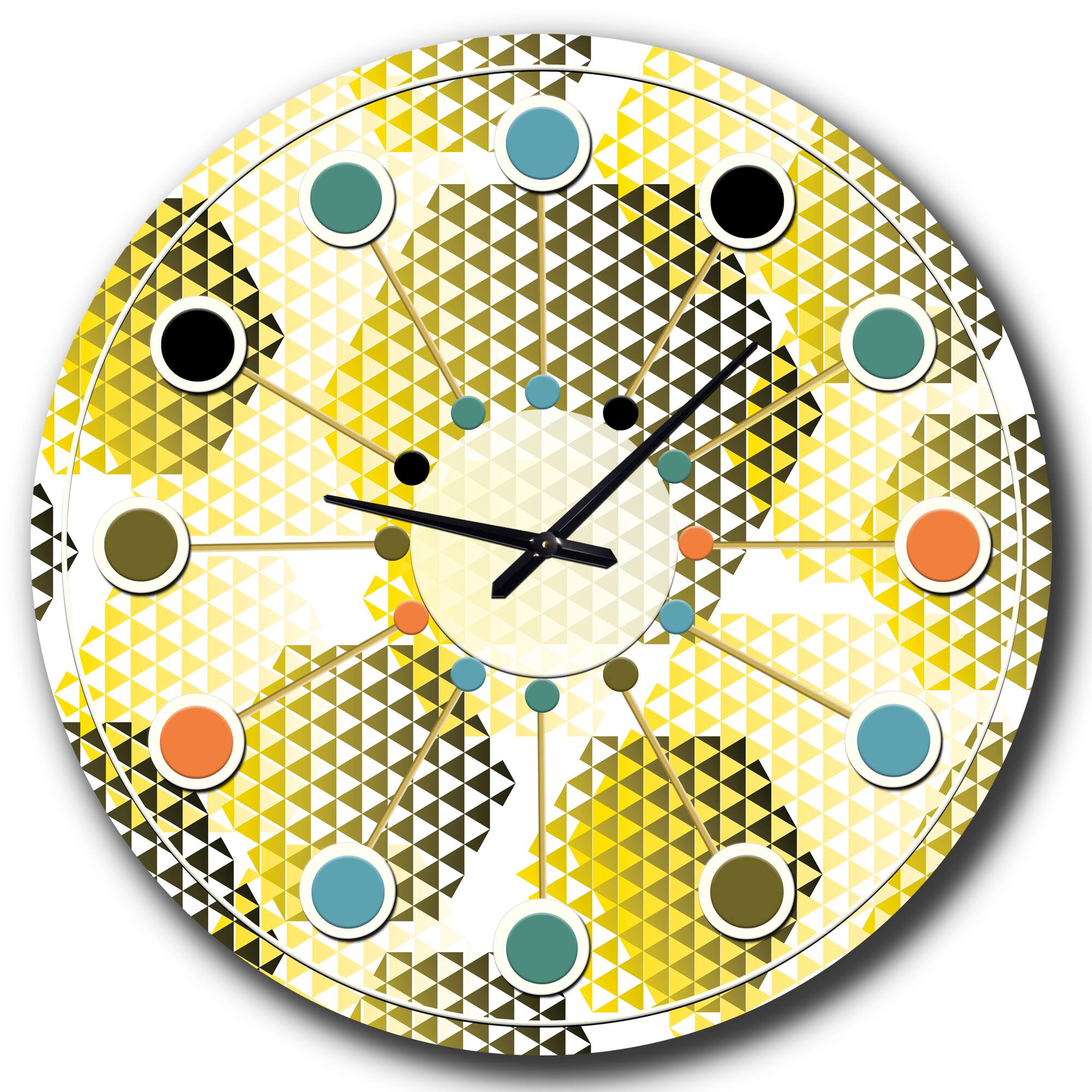 Designart &#x27;Retro Hexagon Pattern Xi Mid-Century Modern Wall Clock