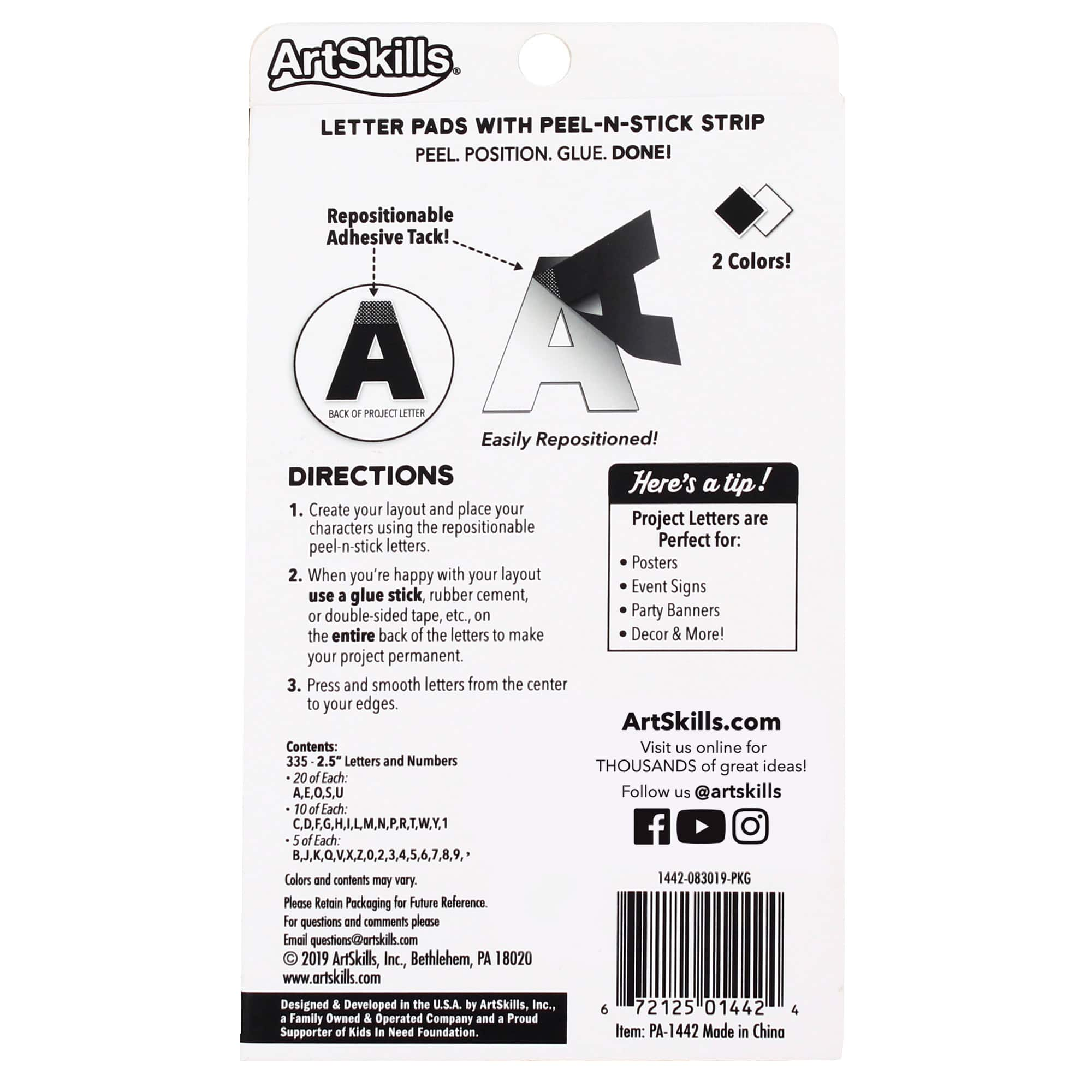 ArtSkills&#xAE; 2.5&#x22; Black &#x26; White 335 Piece Paper Poster Letter Set