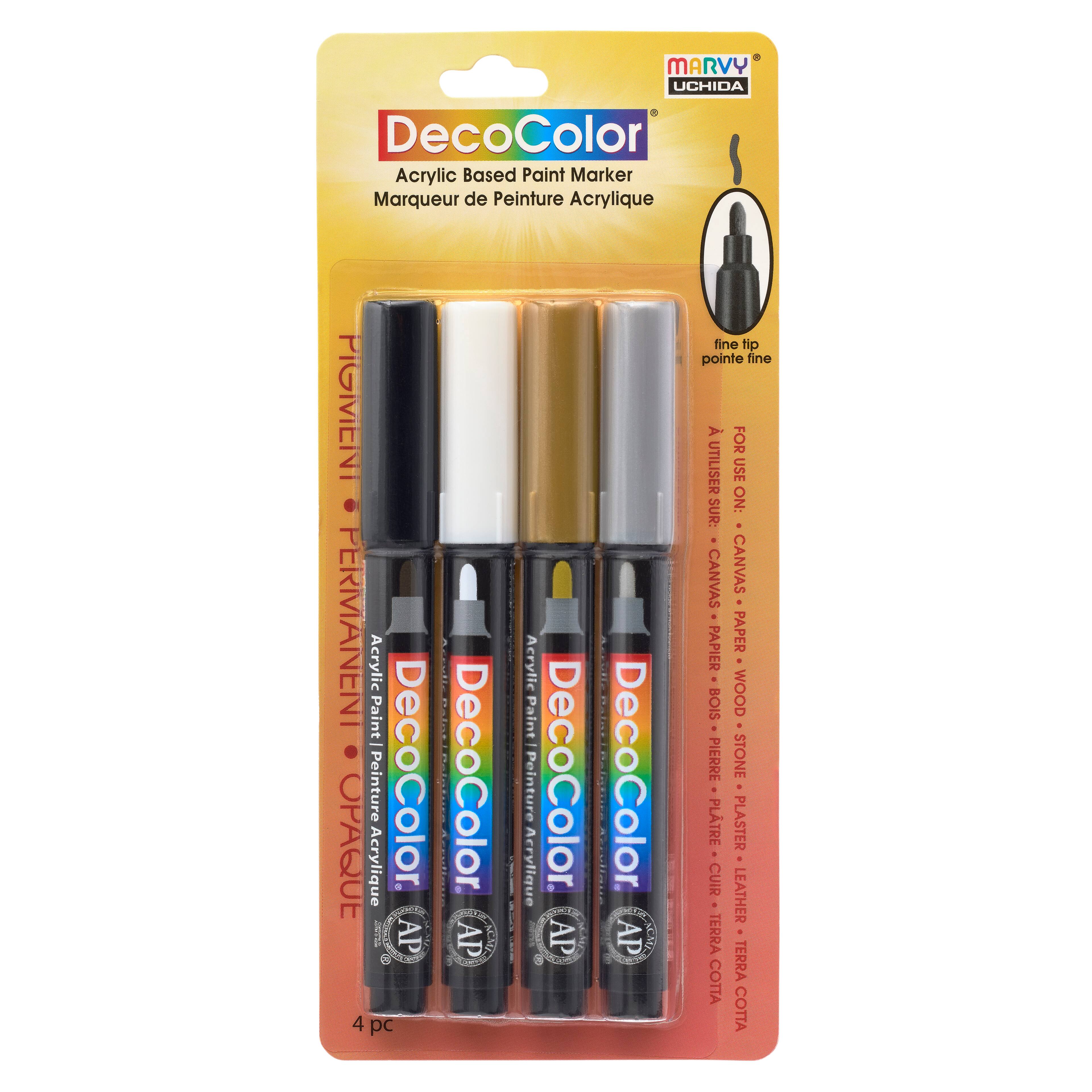 6 Packs: 4 ct. (24 total) DecoColor&#xAE; Fine Tip Acrylic Paint Markers