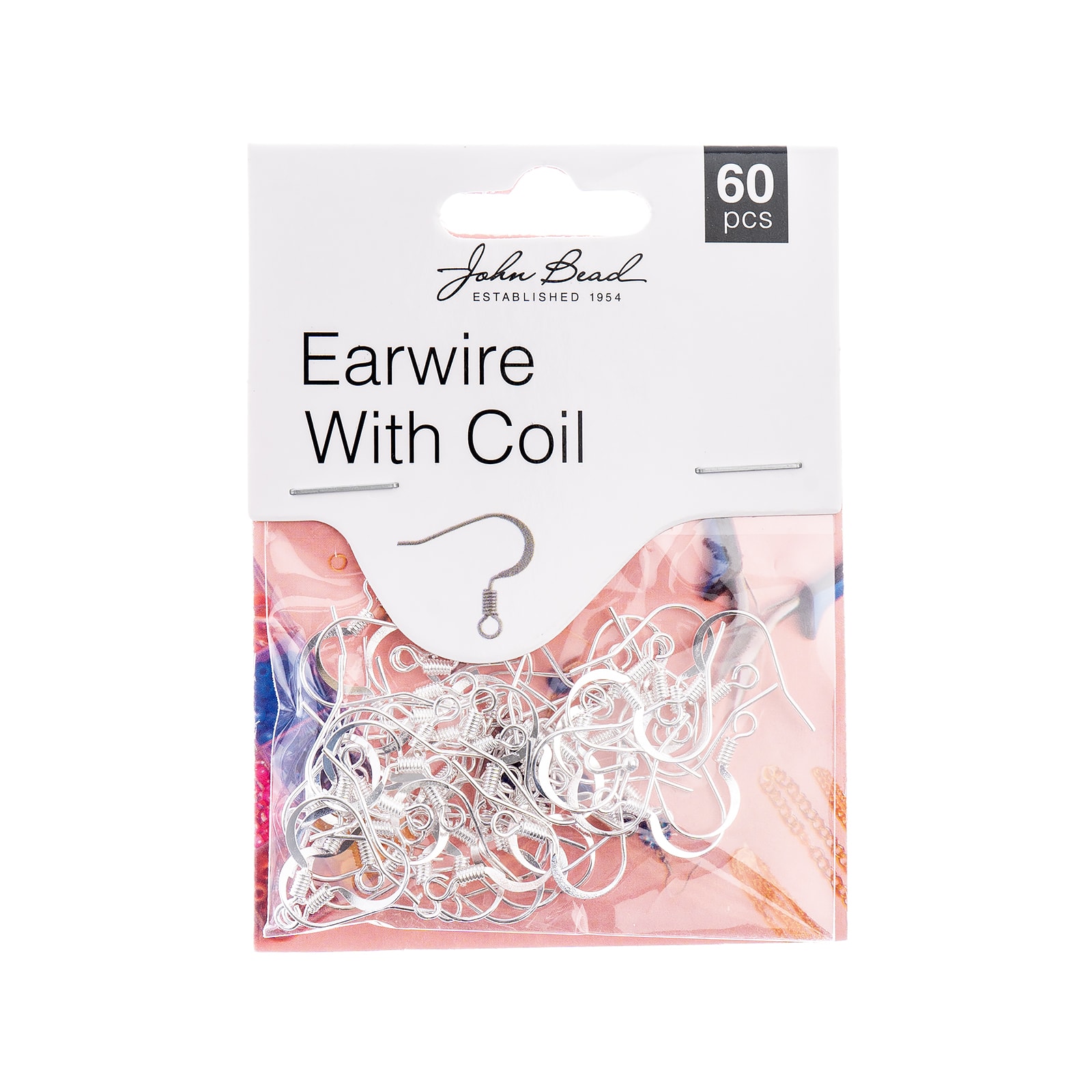 John Bead Must Have Findings 18mm Earwire with Coil, 60ct.