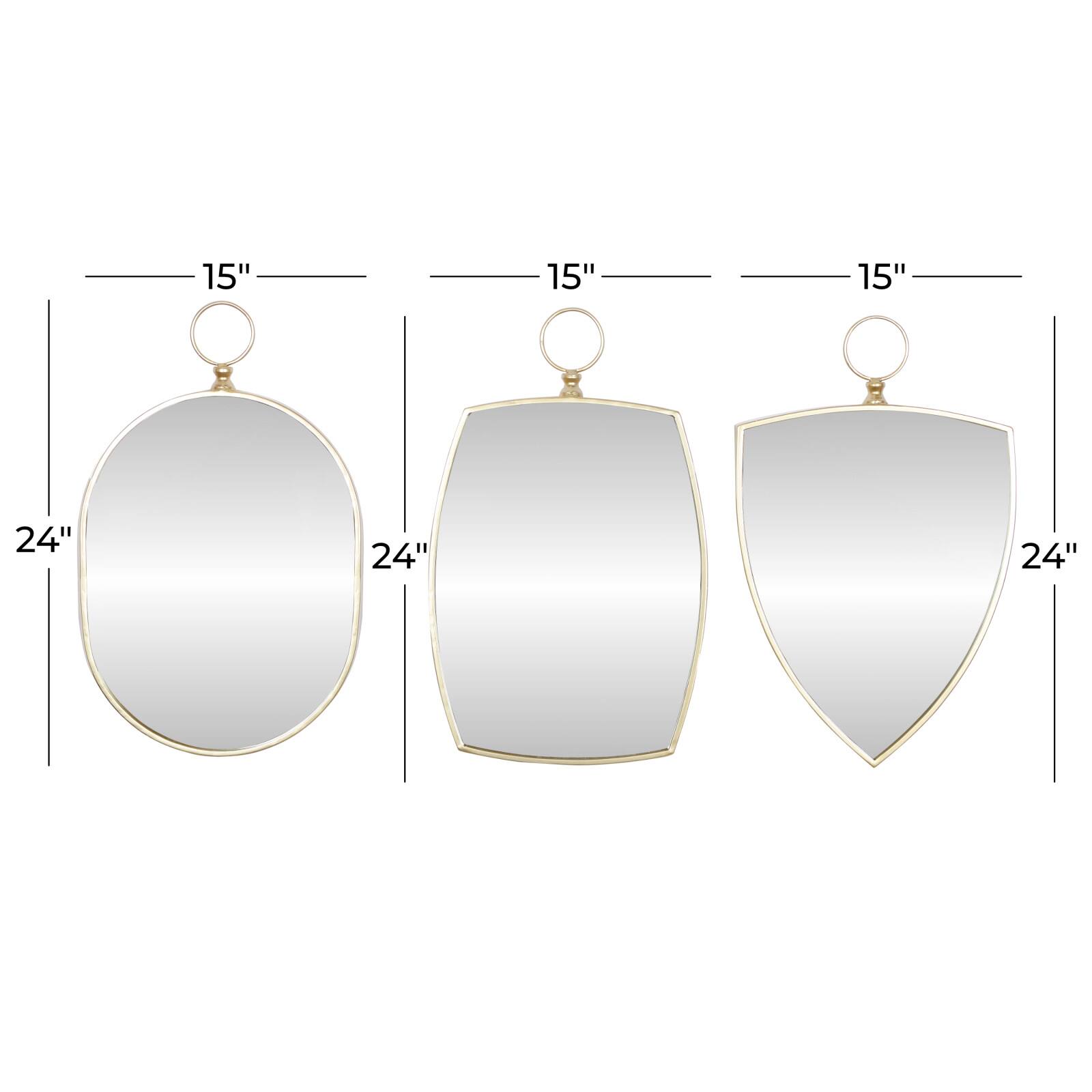 Set of 3 Gold Wood Traditional Wall Mirror 24", 24", 25"