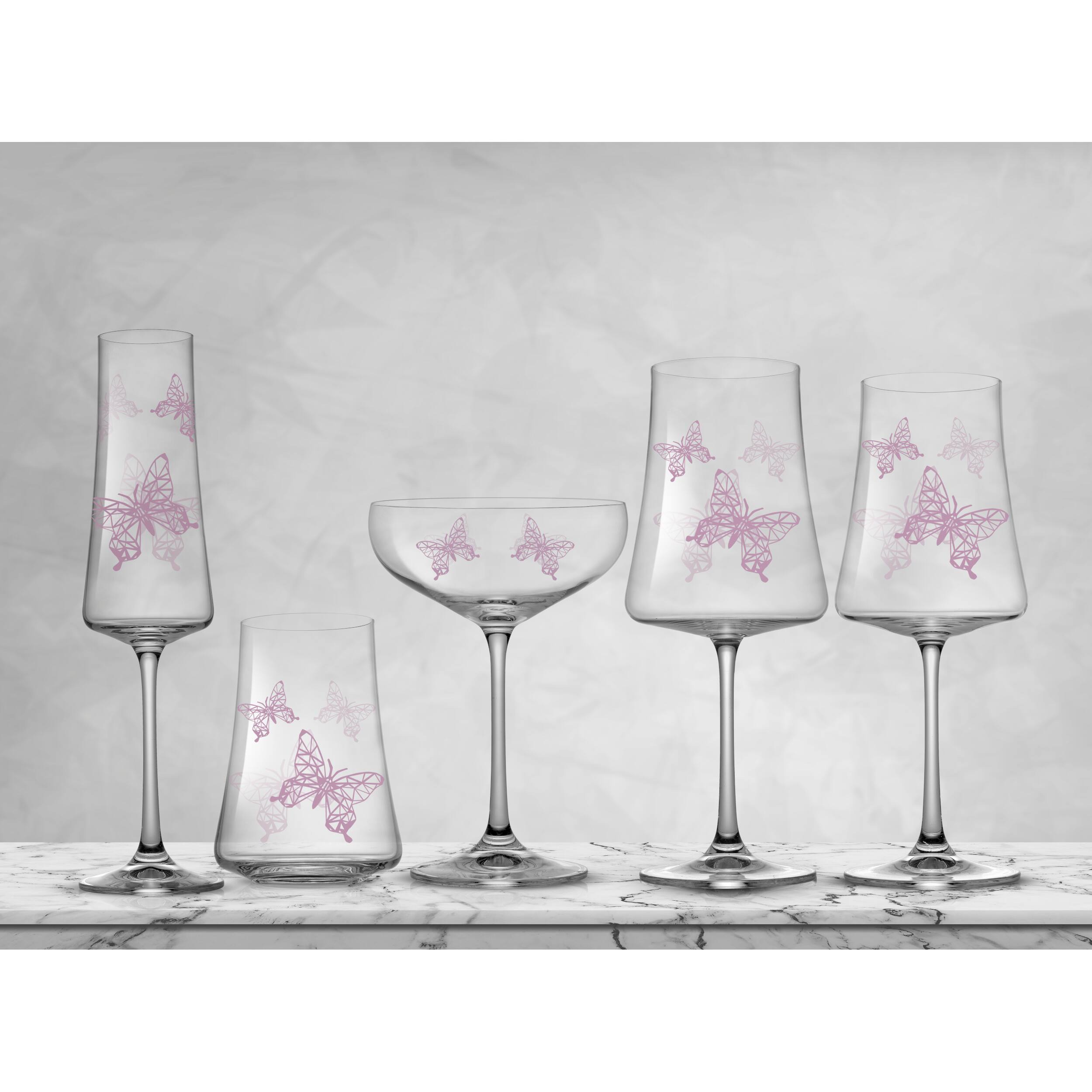 JoyJolt® 19oz. Meadow Butterfly Crystal White Wine Glass Set, 2ct.