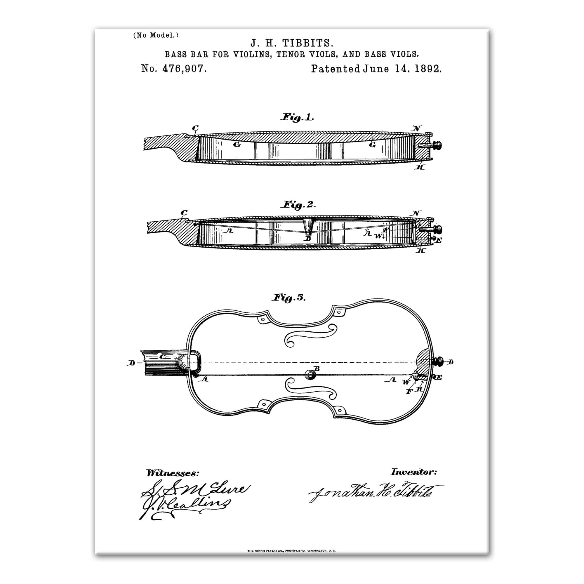 Violin Patent 12&#x22; x 16&#x22; Canvas Wall Art