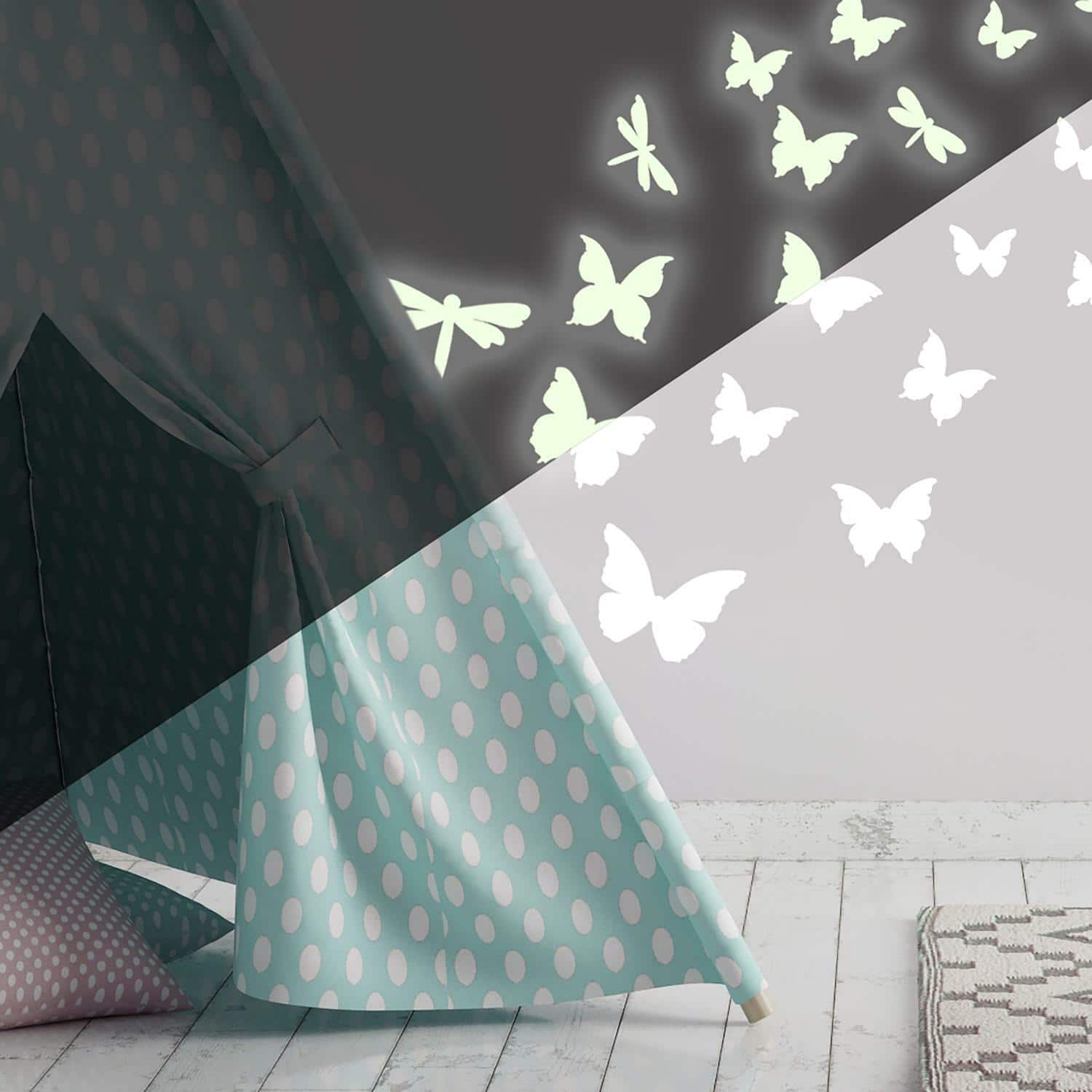 RoomMates Butterflies &#x26; Dragonflies Glow In The Dark Peel &#x26; Stick Wall Decals