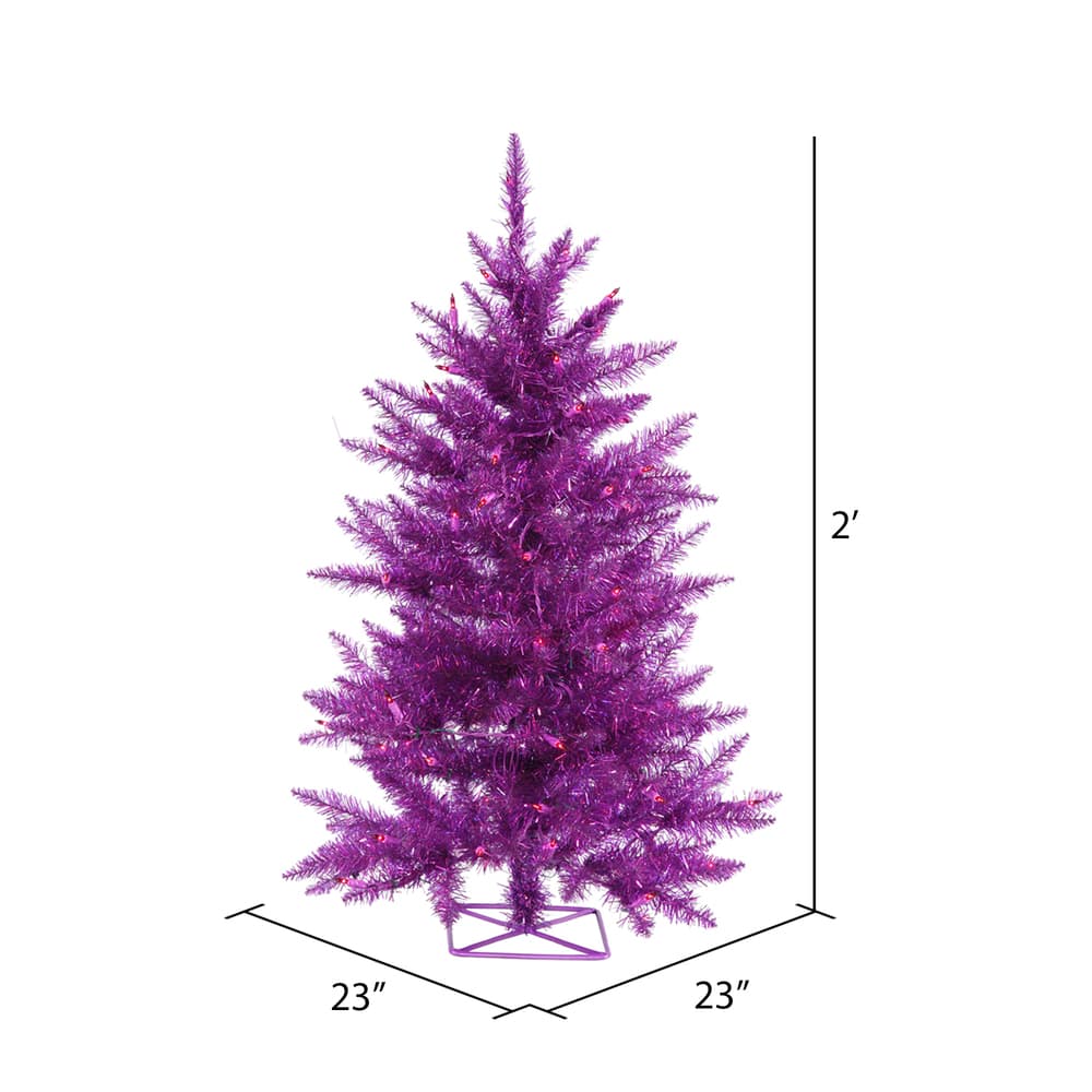 2ft. Pre-Lit Purple Artificial Christmas Tree, Purple LED Lights