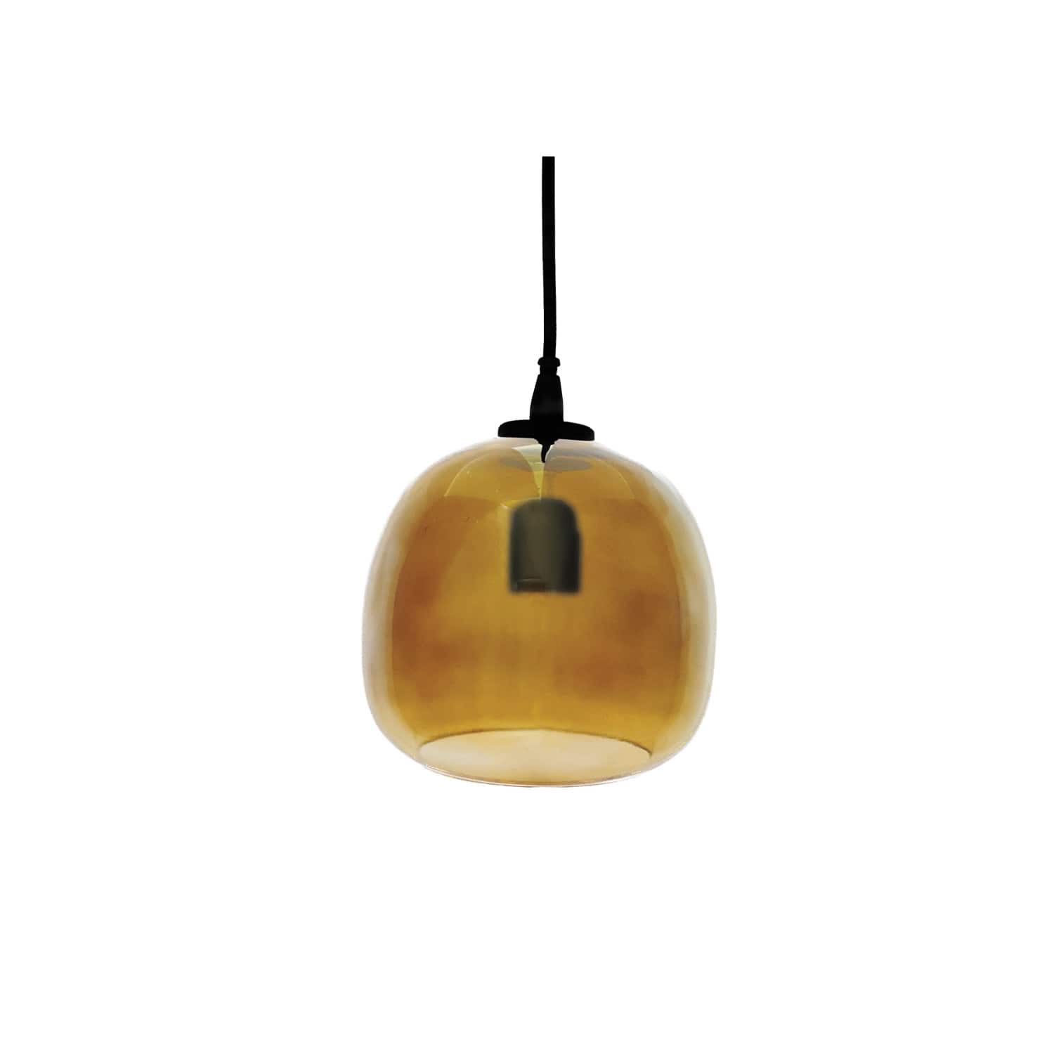Hello Honey® 8.25" Amber Round Glass & Metal Pendant Lamp with Hardwire