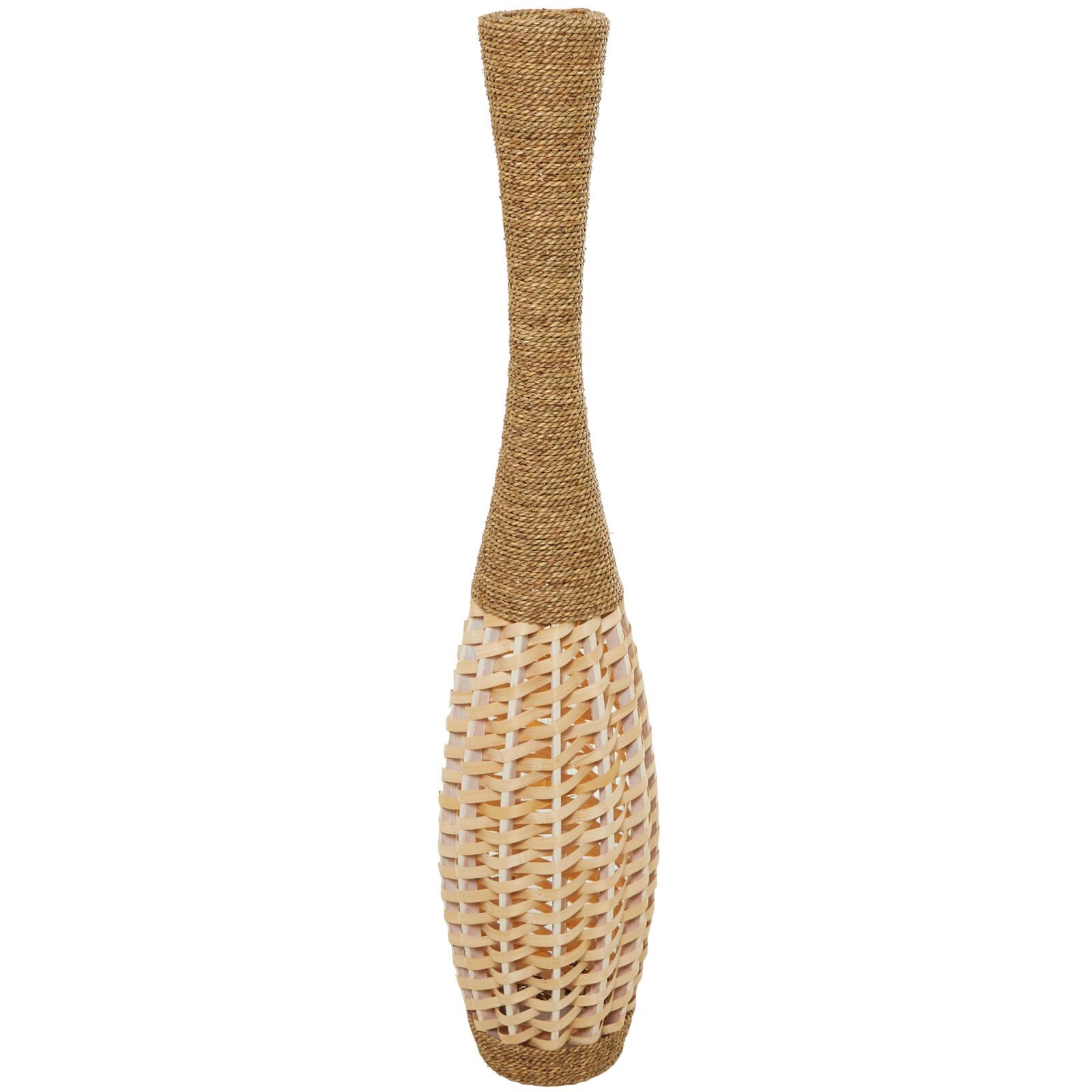 Brown Seagrass Handmade Thin Woven Floor Vase