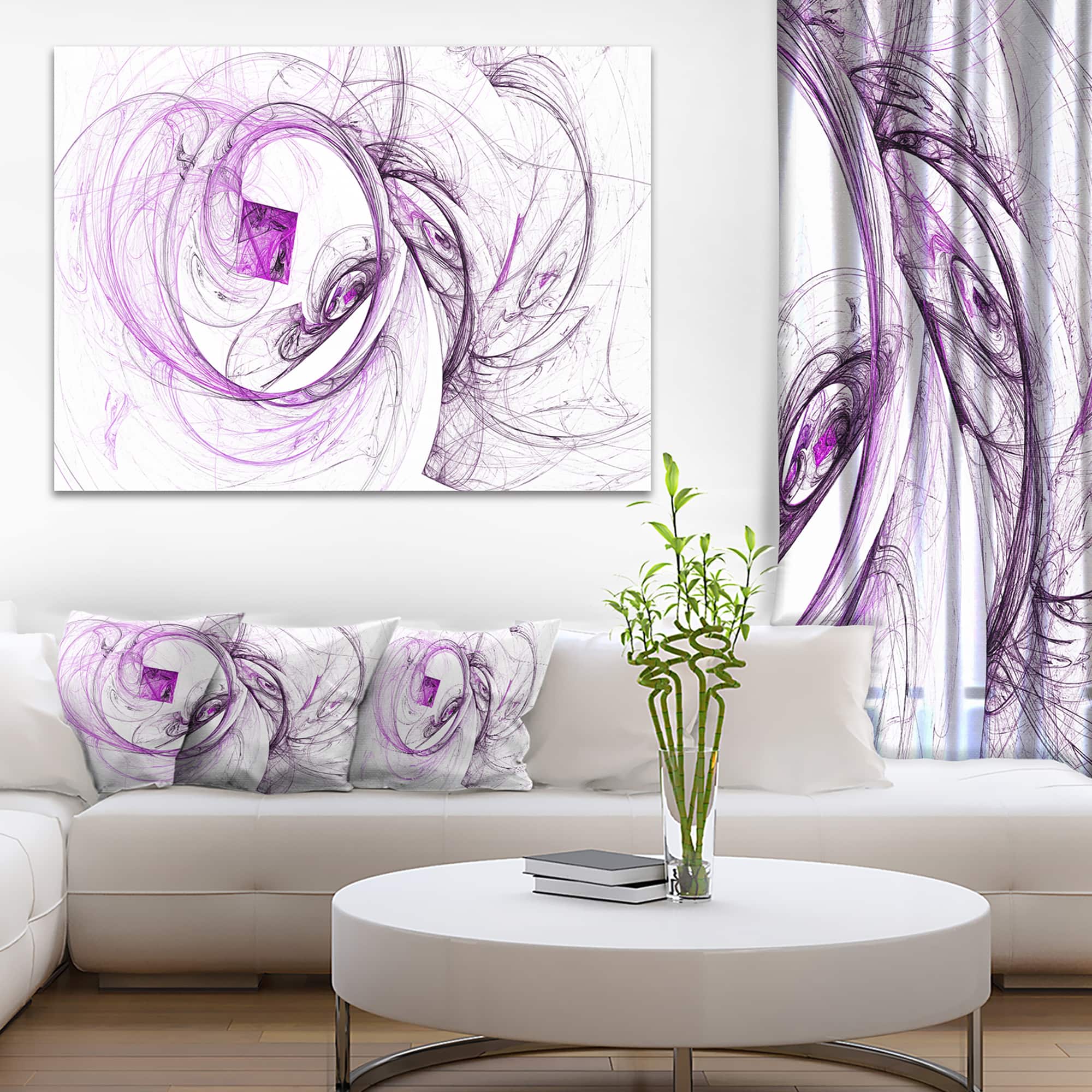 Designart - Billowing Smoke Purple - Abstract Canvas art print