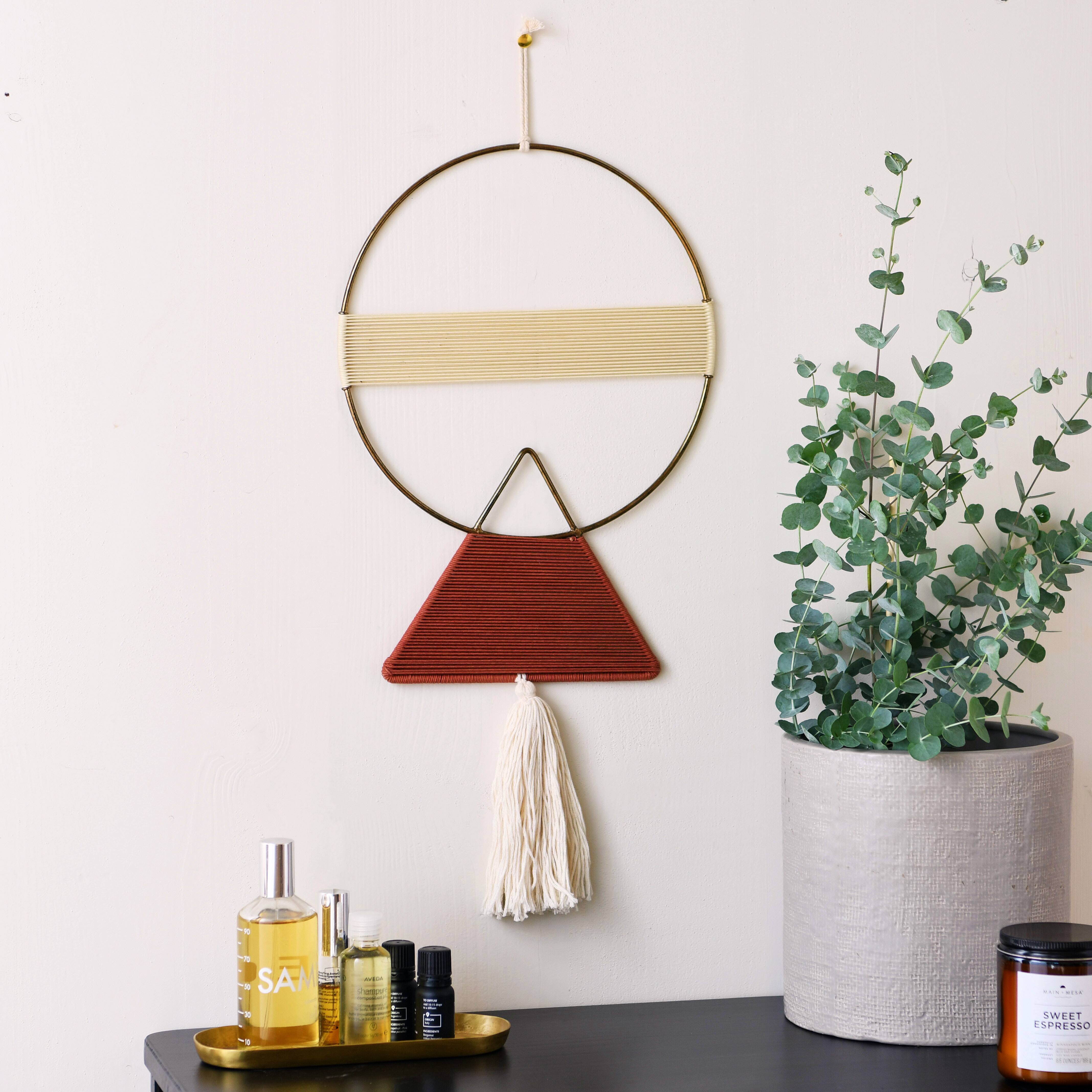 Hello Honey® Geometric Metal & Cotton Wall Hanging with Tassel