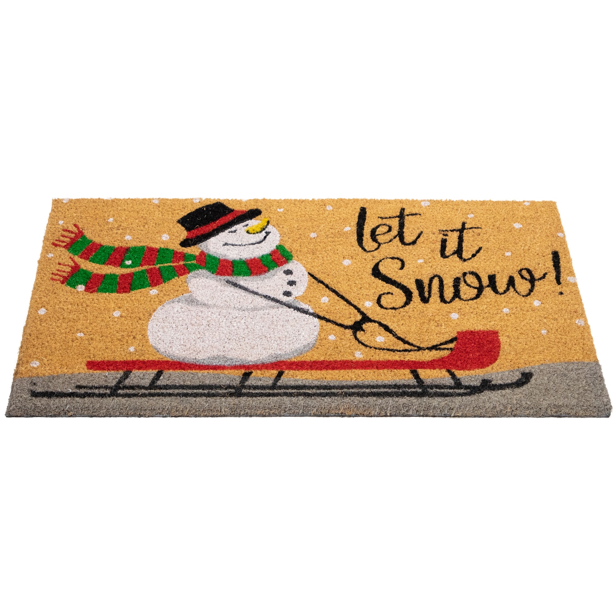 30&#x22; Let it Snow Natural Coir Rectangular Christmas Doormat