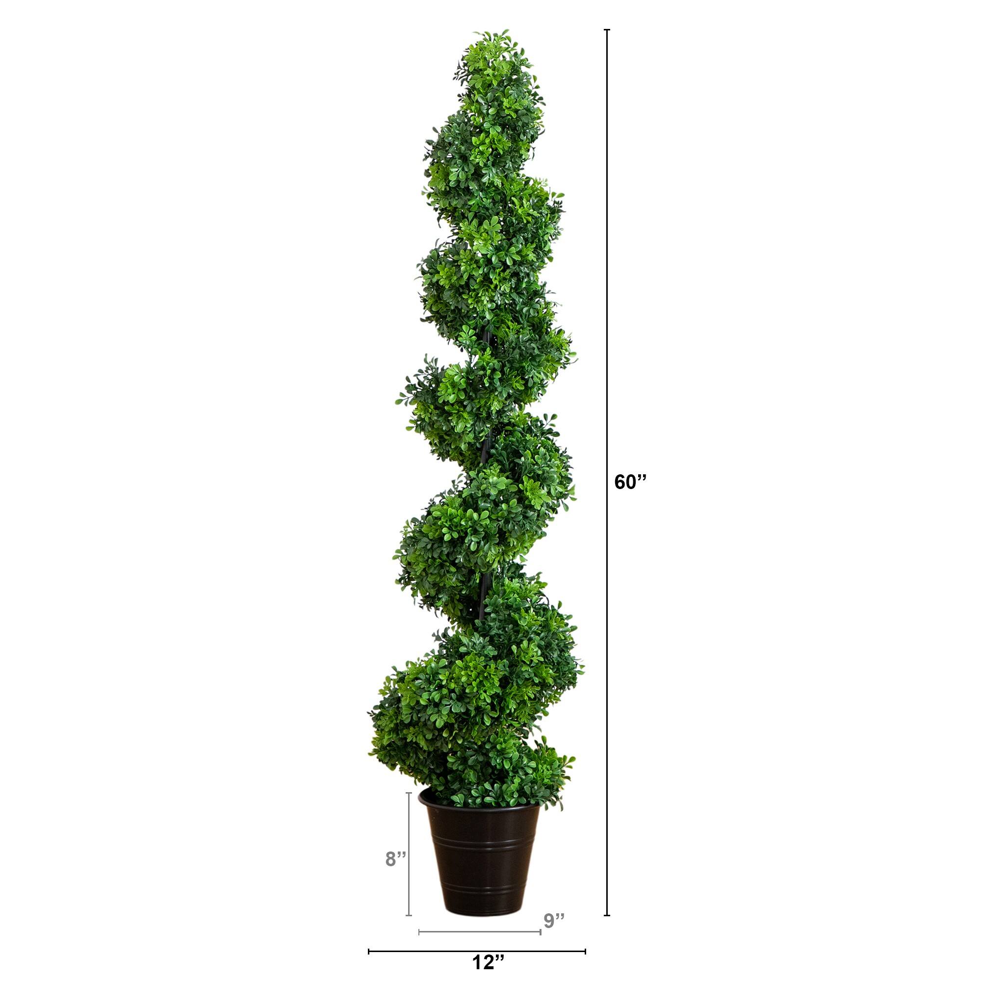5ft. UV-Resistant Boxwood Spiral Topiary Artificial Tree in Decorative Planter