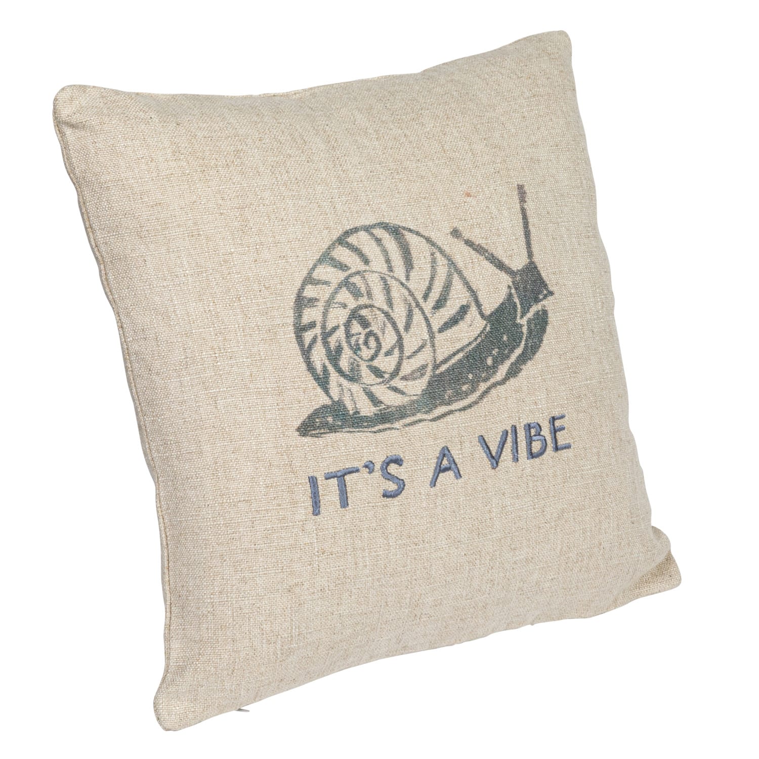 Hello Honey® Natural & Gray Snail "It's a Vibe" Embroidered Linen Blend Pillow