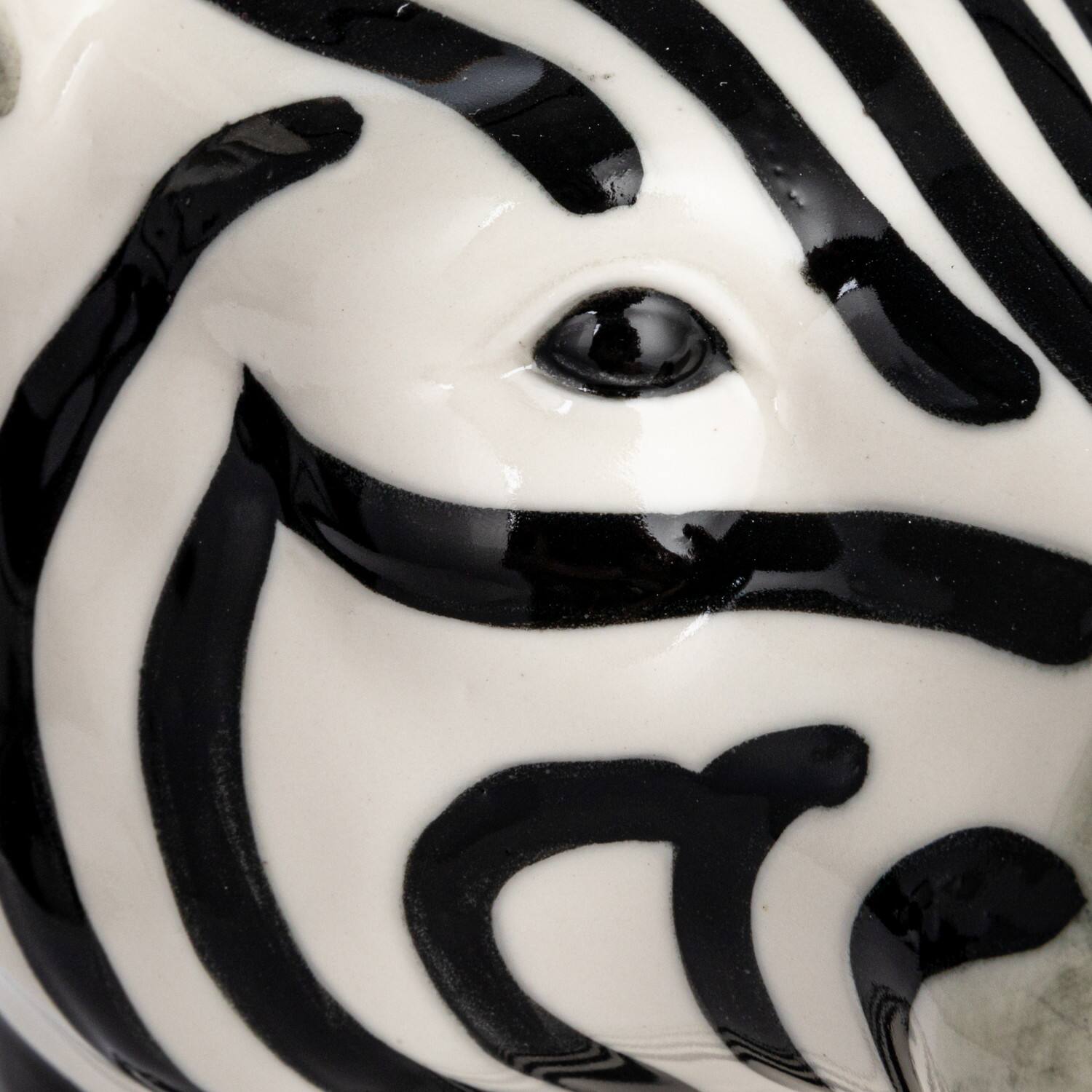 Hello Honey® 11.5" White & Black Hand-Painted Decorative Stoneware Zebra Vase