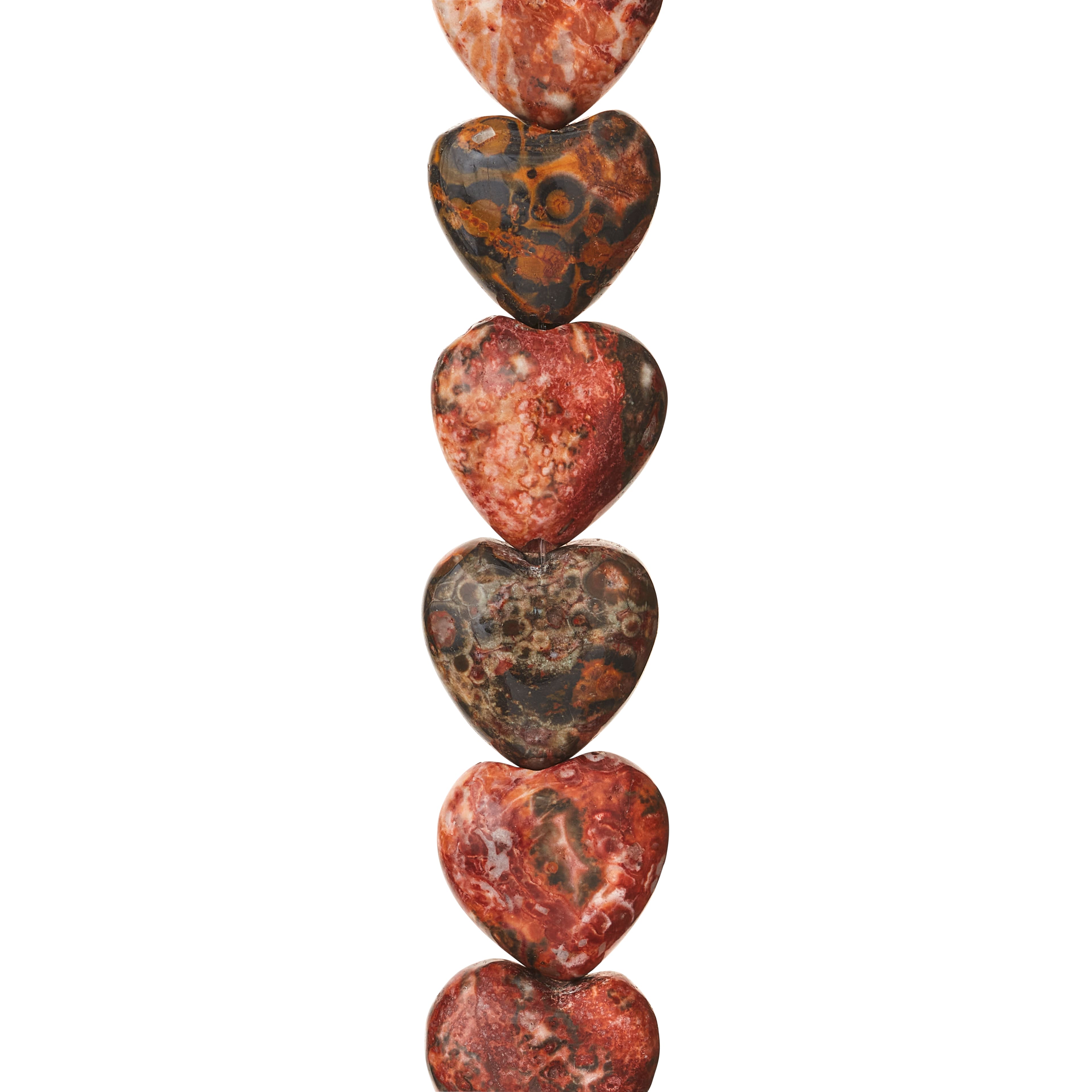 12 Pack: Leopard Jasper Heart Beads by Bead Landing™, 12mm