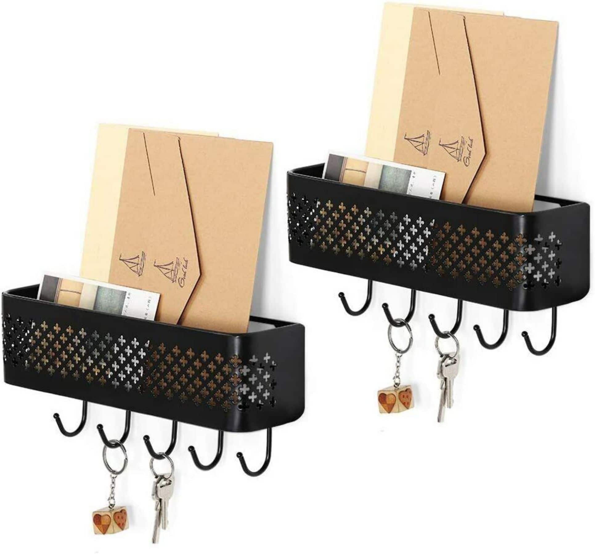 NEX™ Black Wall Mount Mail Sorter & 5 Hook Key Organizer, 2ct. | Michaels