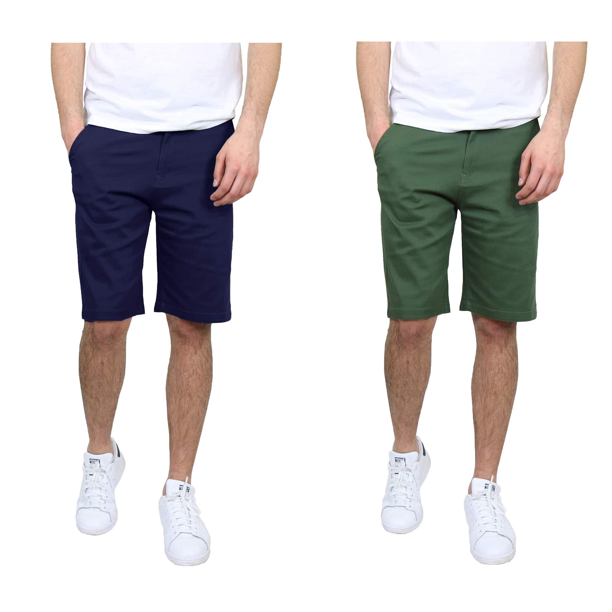 Galaxy by Harvic Men's Flat Front Slim Fit Stretch Chino Shorts