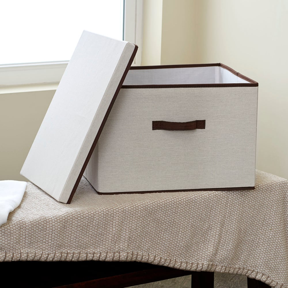 Household Essentials Canvas Storage Box with Lid