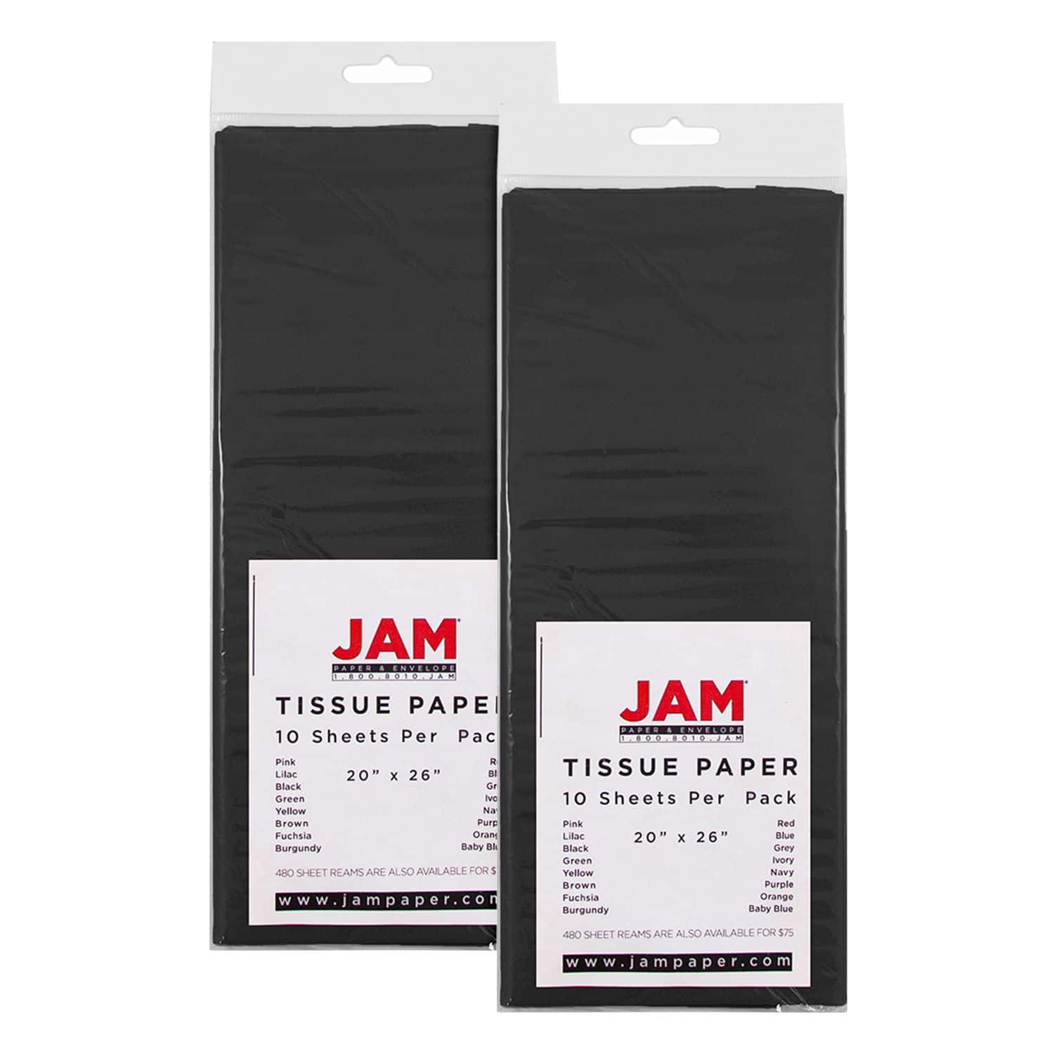 JAM Paper 20" x 26" Tissue Paper, 2 Packs of 10 Sheets