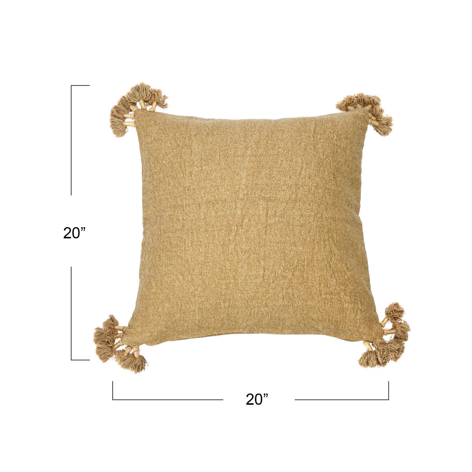 Hello Honey® Tan Square Canvas Pillow Cover with Tassels