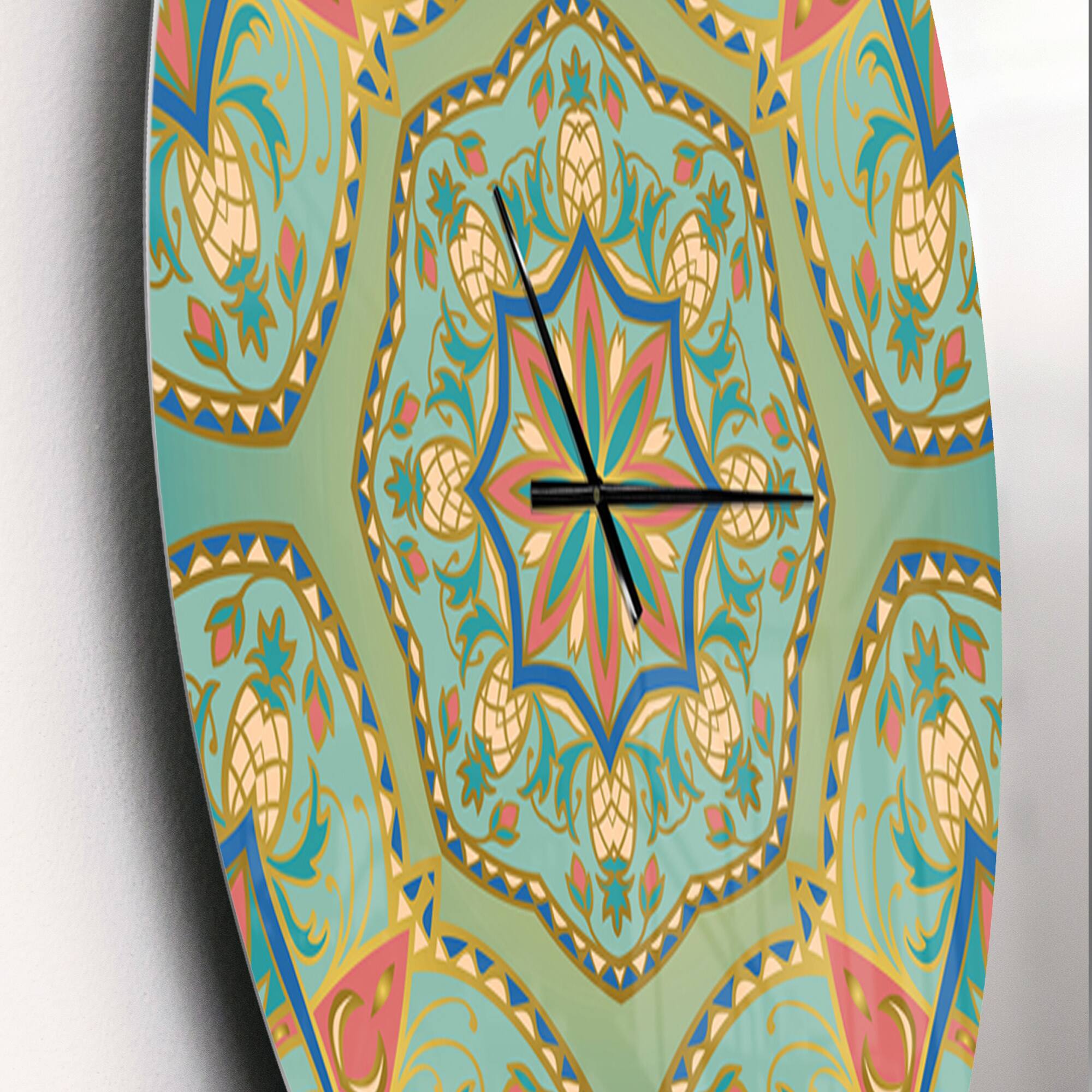 Designart &#x27;Oriental Mandala Pinapple Ornament Vintage Wall Clock