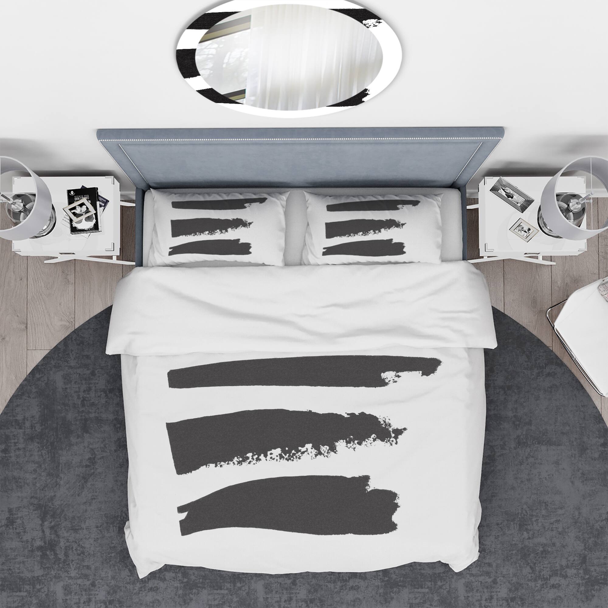 Designart &#x27;Black and White Geometric Company II&#x27; Geometric Bedding Set - Duvet Cover &#x26; Shams