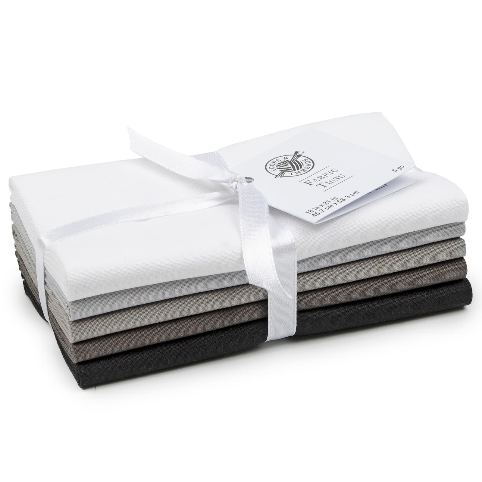 Black, Gray &#x26; White Solid Fabric Bundle by Loops &#x26; Threads&#xAE;