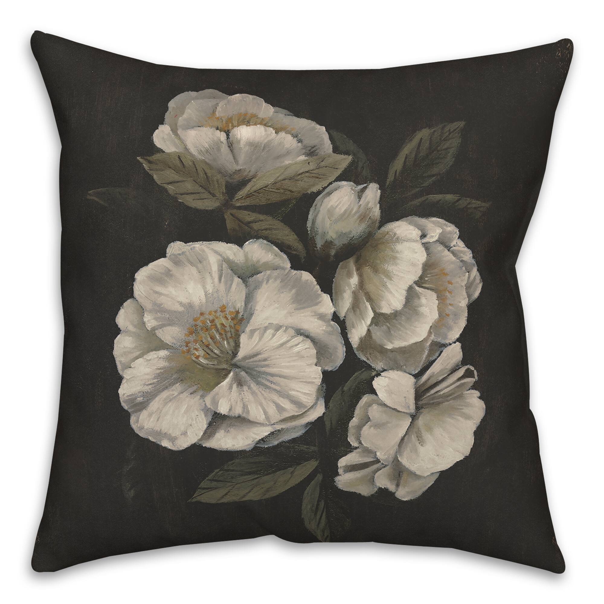 18" Dark Mood Antique Floral Indoor/Outdoor Pillow