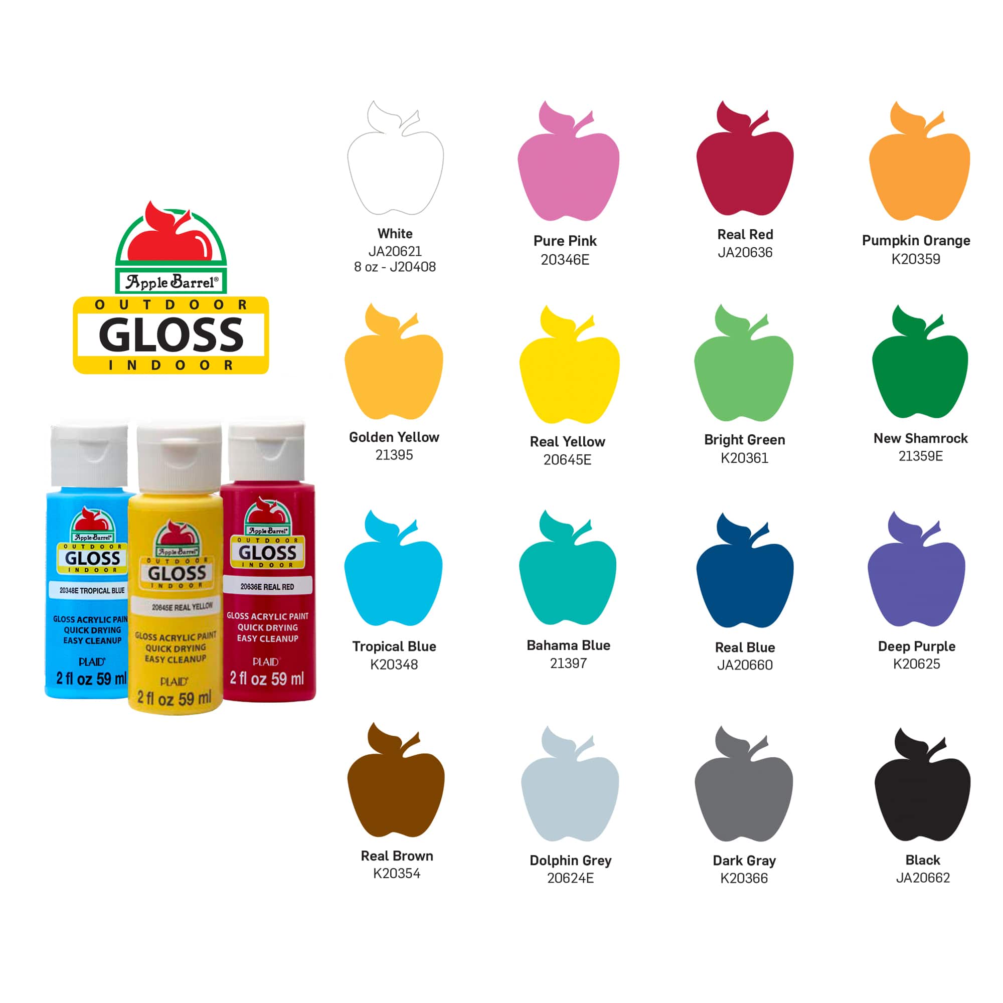 Apple Barrel® Gloss Acrylic Craft Paint 16 Color Set