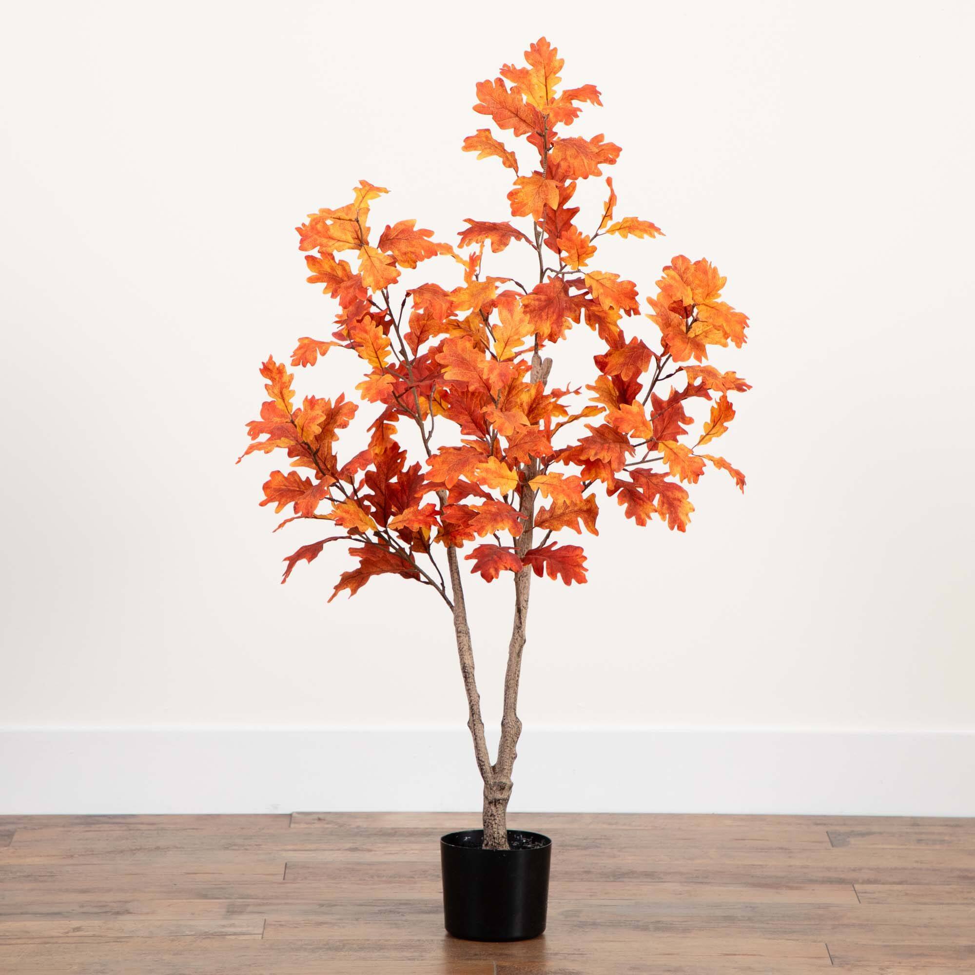 4ft. Potted Artificial Autumn Oak Tree