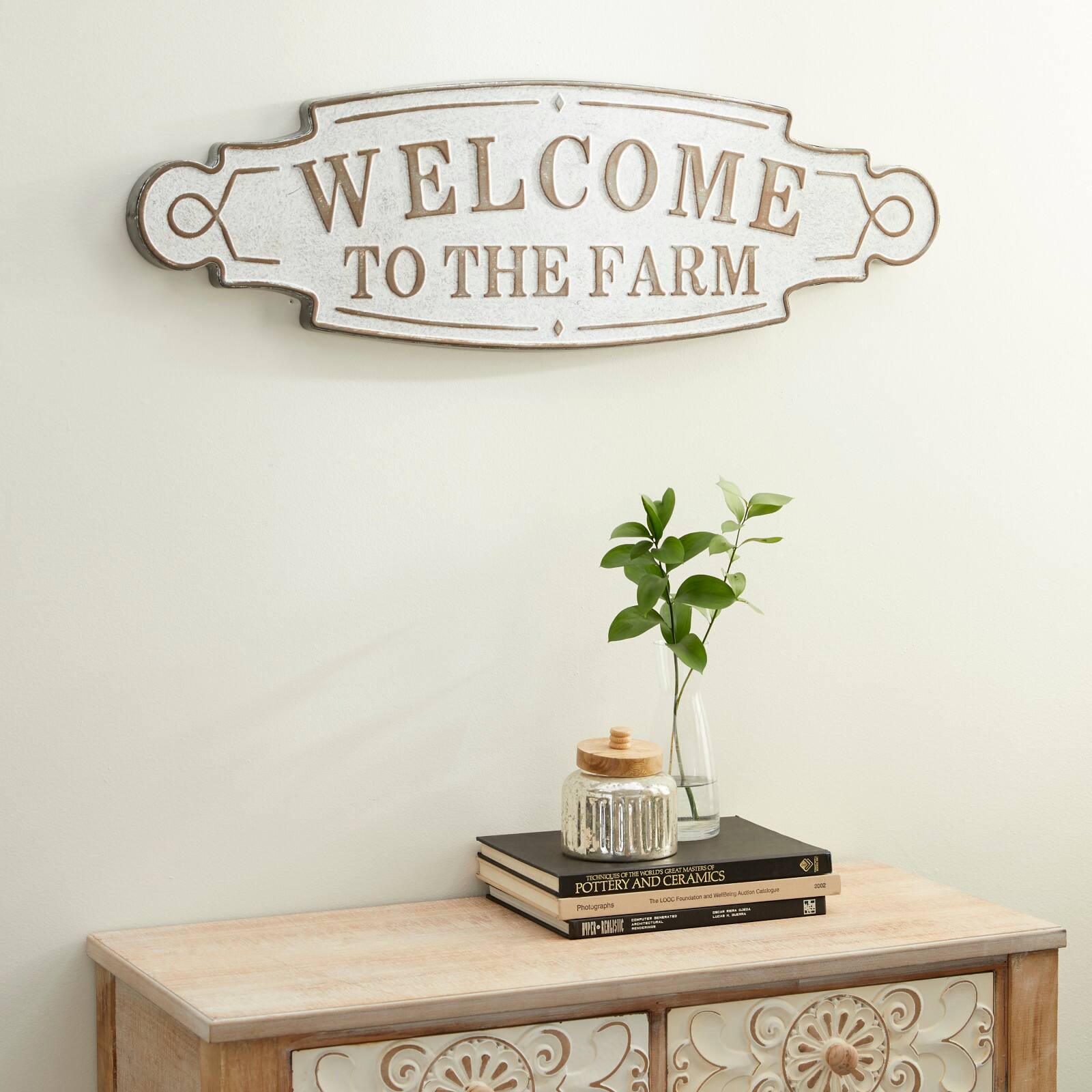 36" Beige Farmhouse Metal Wall Sign