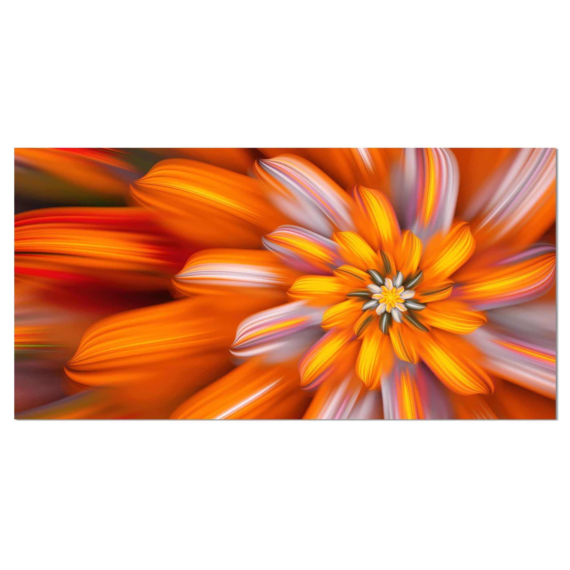 Designart - Massive Orange Fractal Flower - Floral Canvas Art Print