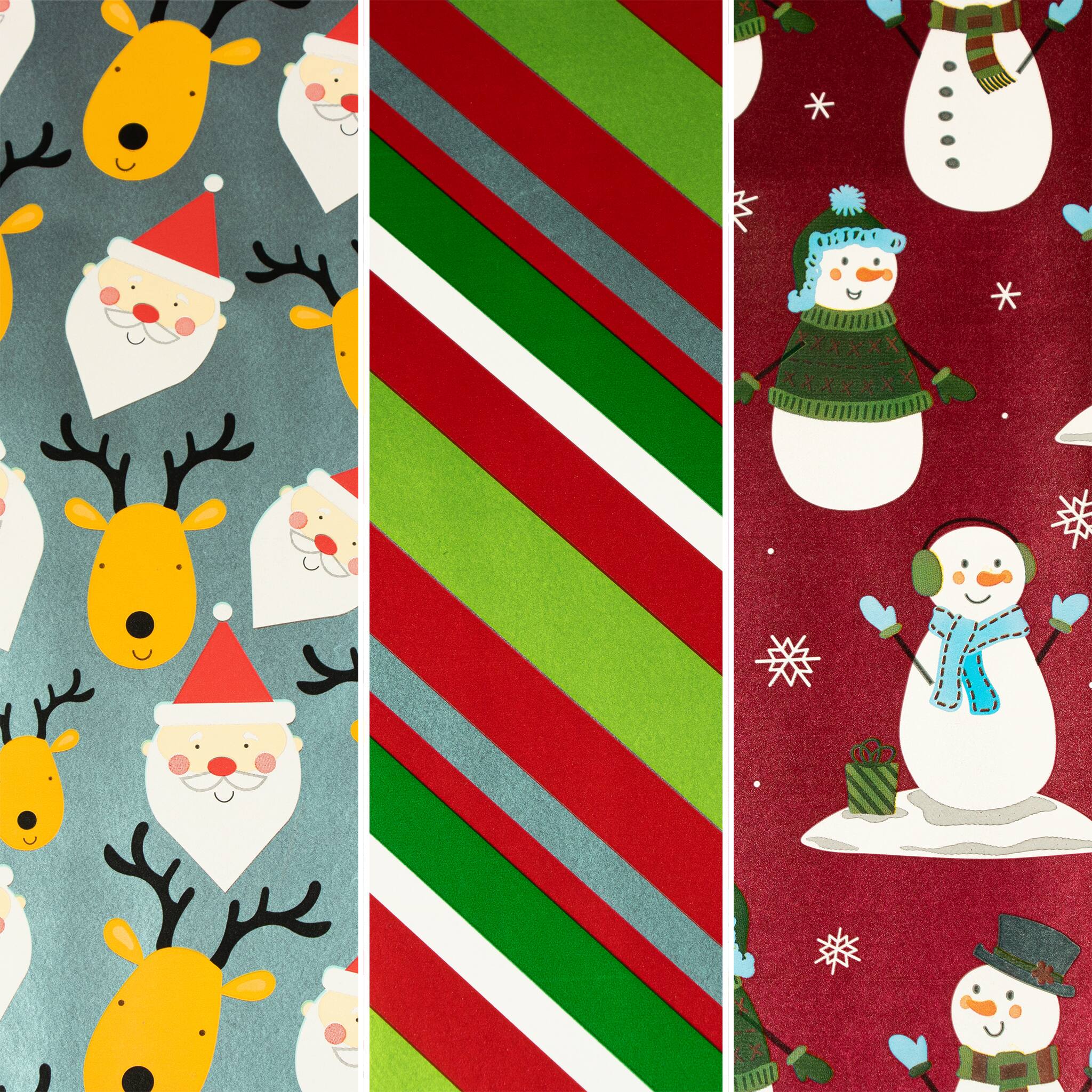 JAM Paper Jolly Winter Christmas Gift Wrap Set, 3ct