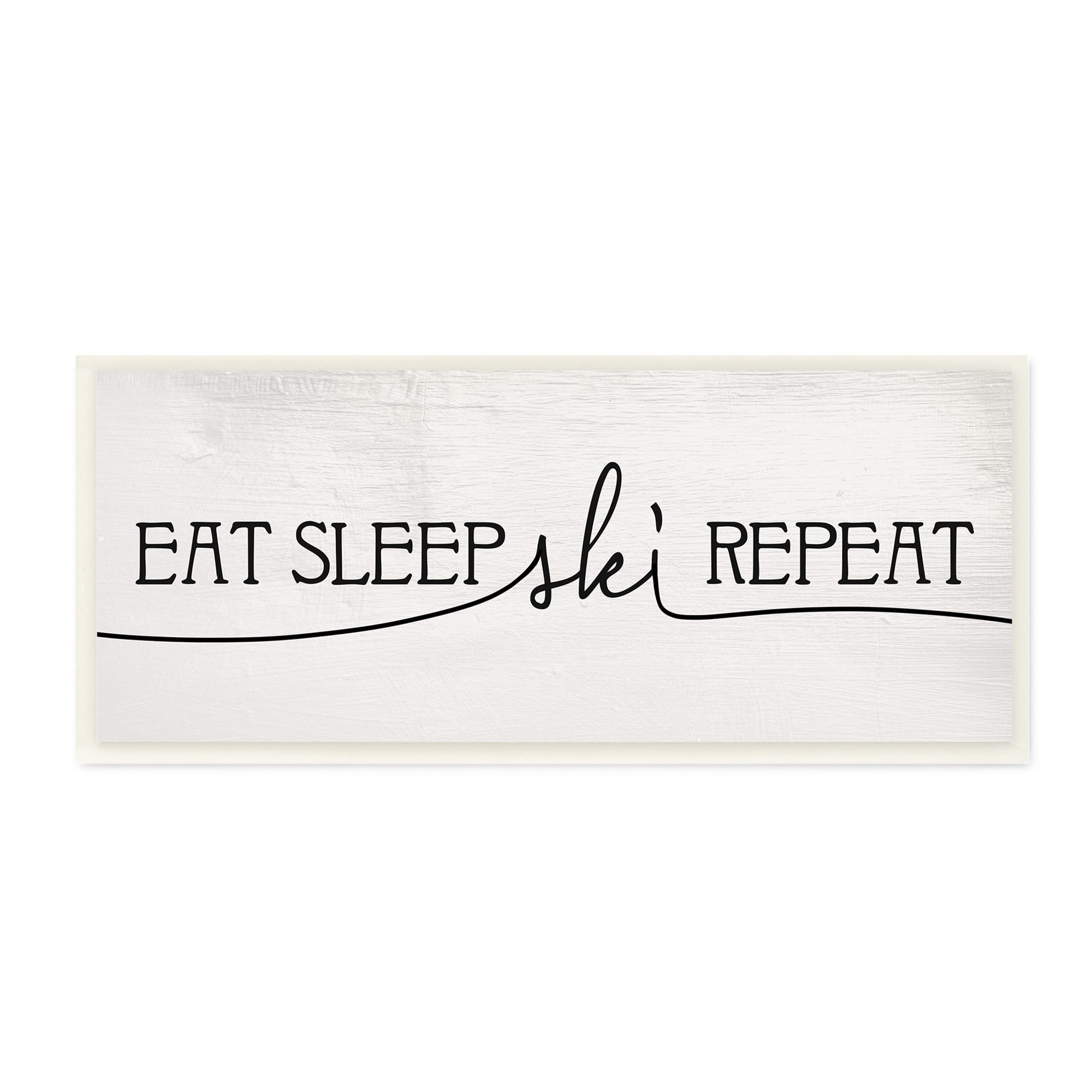 Stupell Industries Eat Sleep Ski Repeat Phrase Rustic Winter Sports,7&#x22; x 17&#x22;