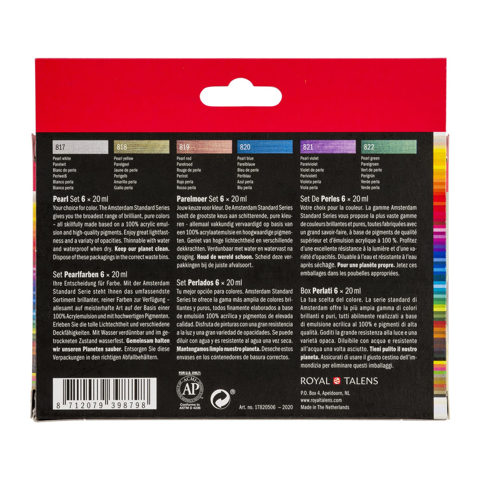 Amsterdam Standard 6 Color Pearlescent Acrylic Paint Set