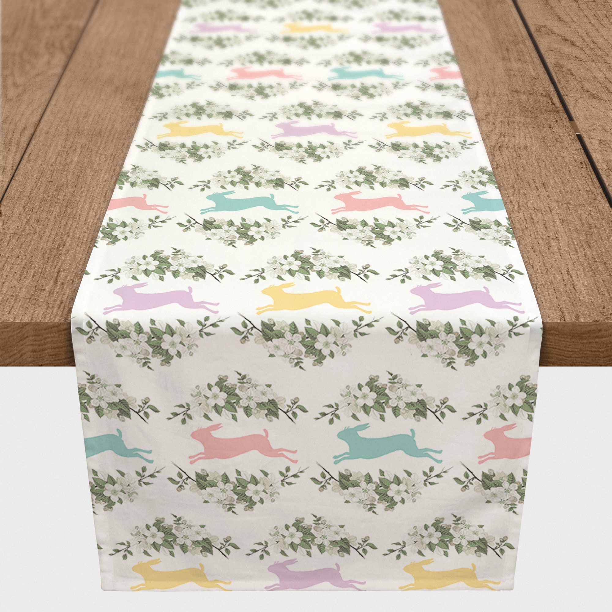 90&#x27;&#x27; Pastel Rabbits Table Runner