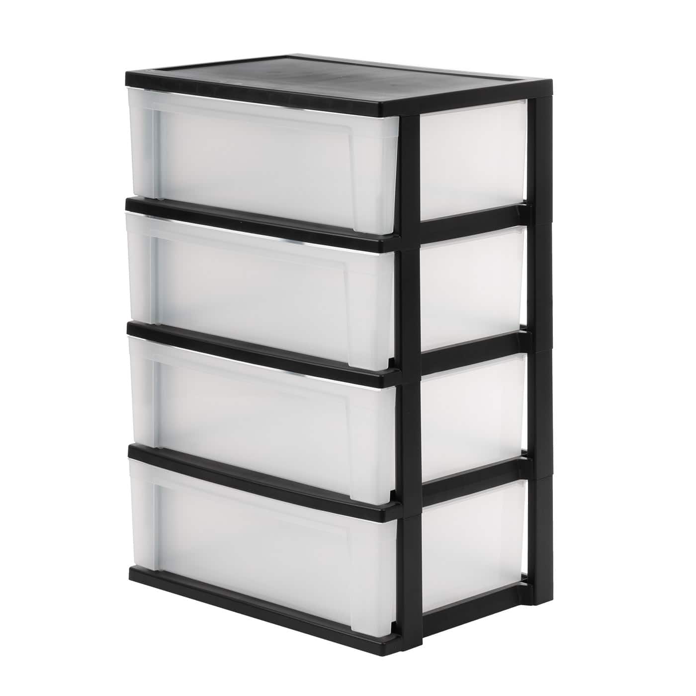 IRIS&#xAE; 30.5&#x22; Black &#x26; Clear 4-Drawer Chest
