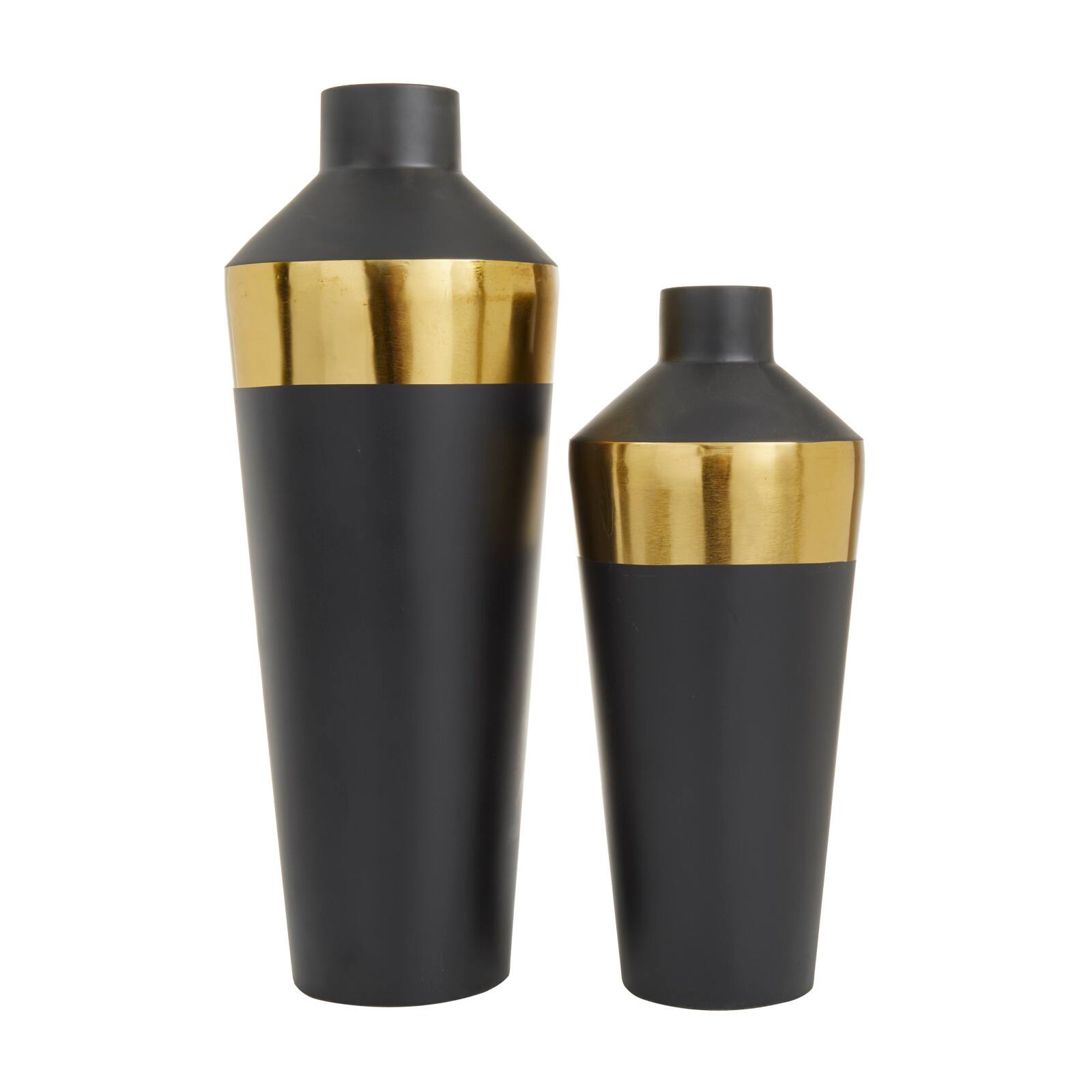 Black Metal Modern Vase, Set of 2&#x22; 20&#x22;, 16&#x22;
