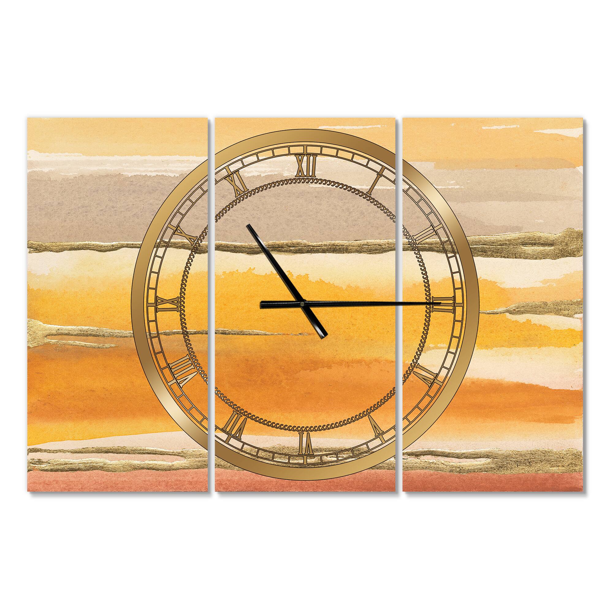 Designart 'Gilded Amber Ii Modern Multipanel Wall Clock